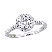 1.30 ct. t.w. Lab Grown Diamond and Tsavorite Accent Halo Ring in 14k White Gold