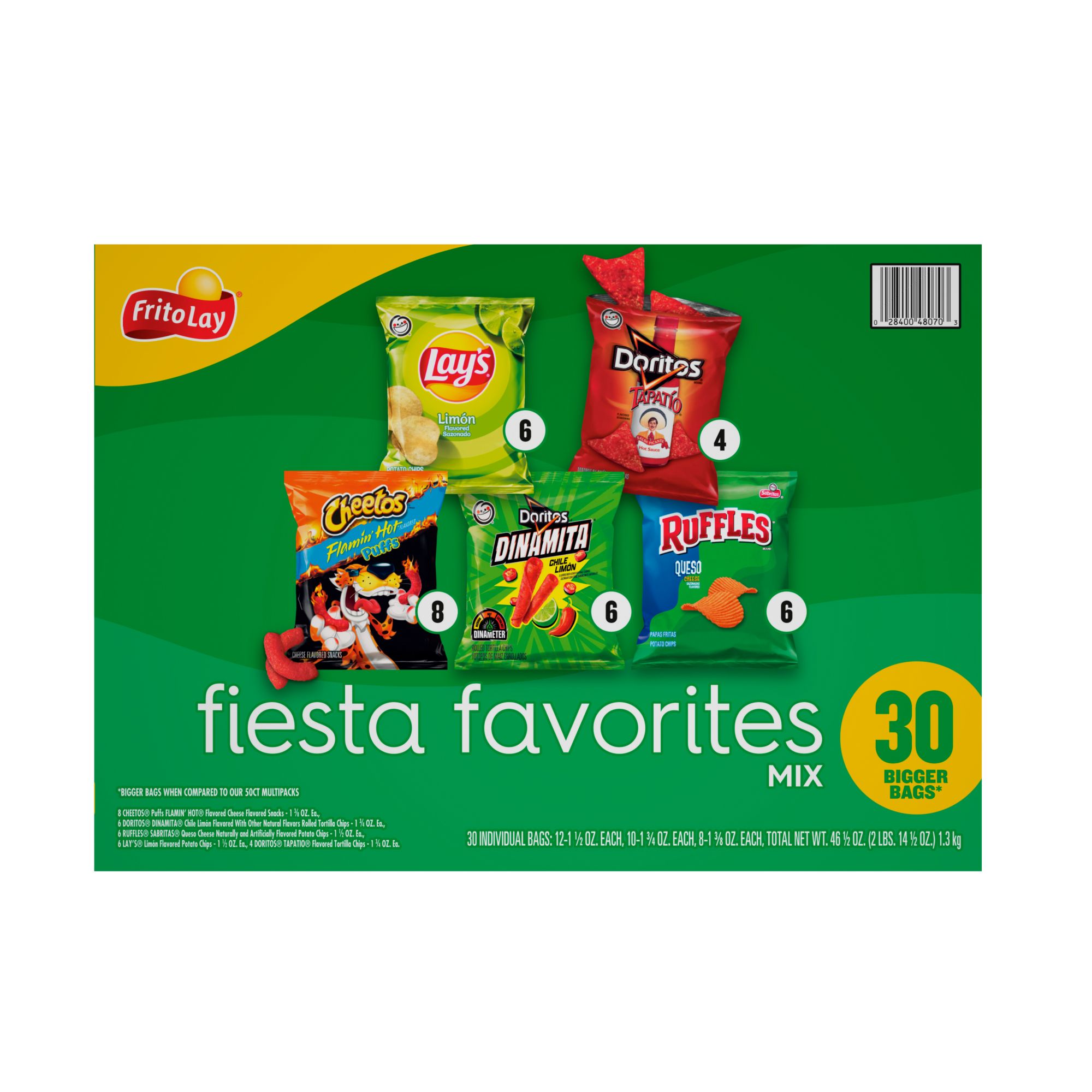 Frito Lay Variety Pack of Snacks and Chips, Fiesta Favorites Mix, 30 ct ...