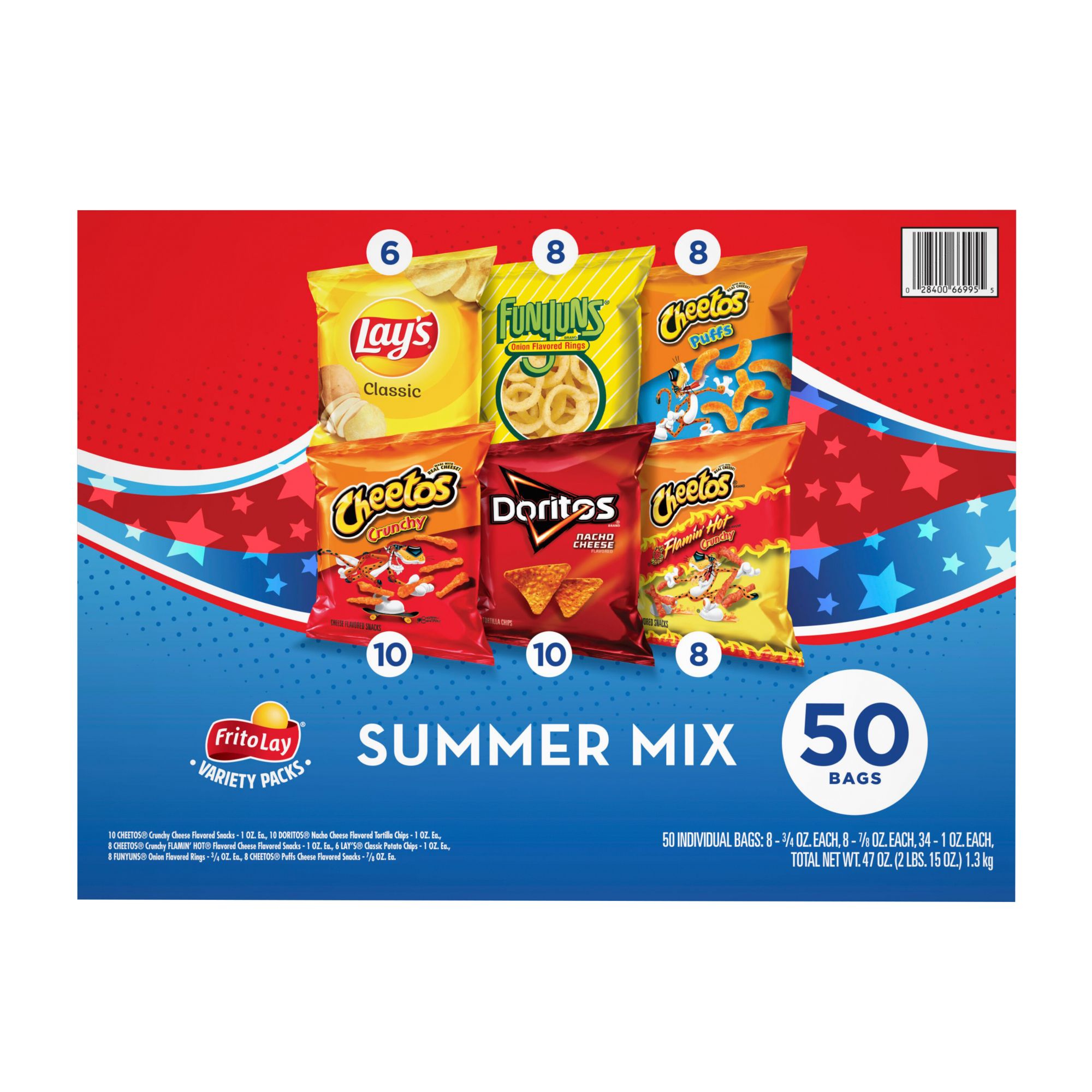 Frito Lay Variety Pack of Snacks and Chips Summer Mix, 50 ct.