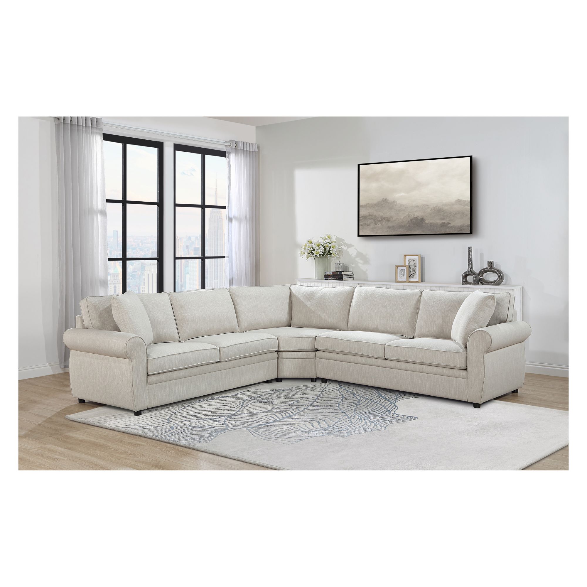 True Innovations 3-Pc. Sectional with Storage Ottoman – Taupe