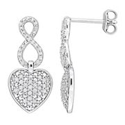 .25 ct. t.w. Diamond Heart Infinity Earrings in Sterling Silver