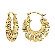 Puff Hoop Earrings in 10k Yellow Gold
