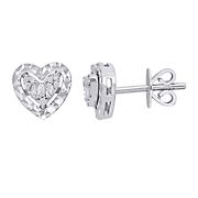 .10 ct. t.w. Diamond Cluster Heart Stud Earrings in 14k White Gold