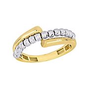 Beaded Ball Crossover Band Ring in 14k, Two-Tone Gold