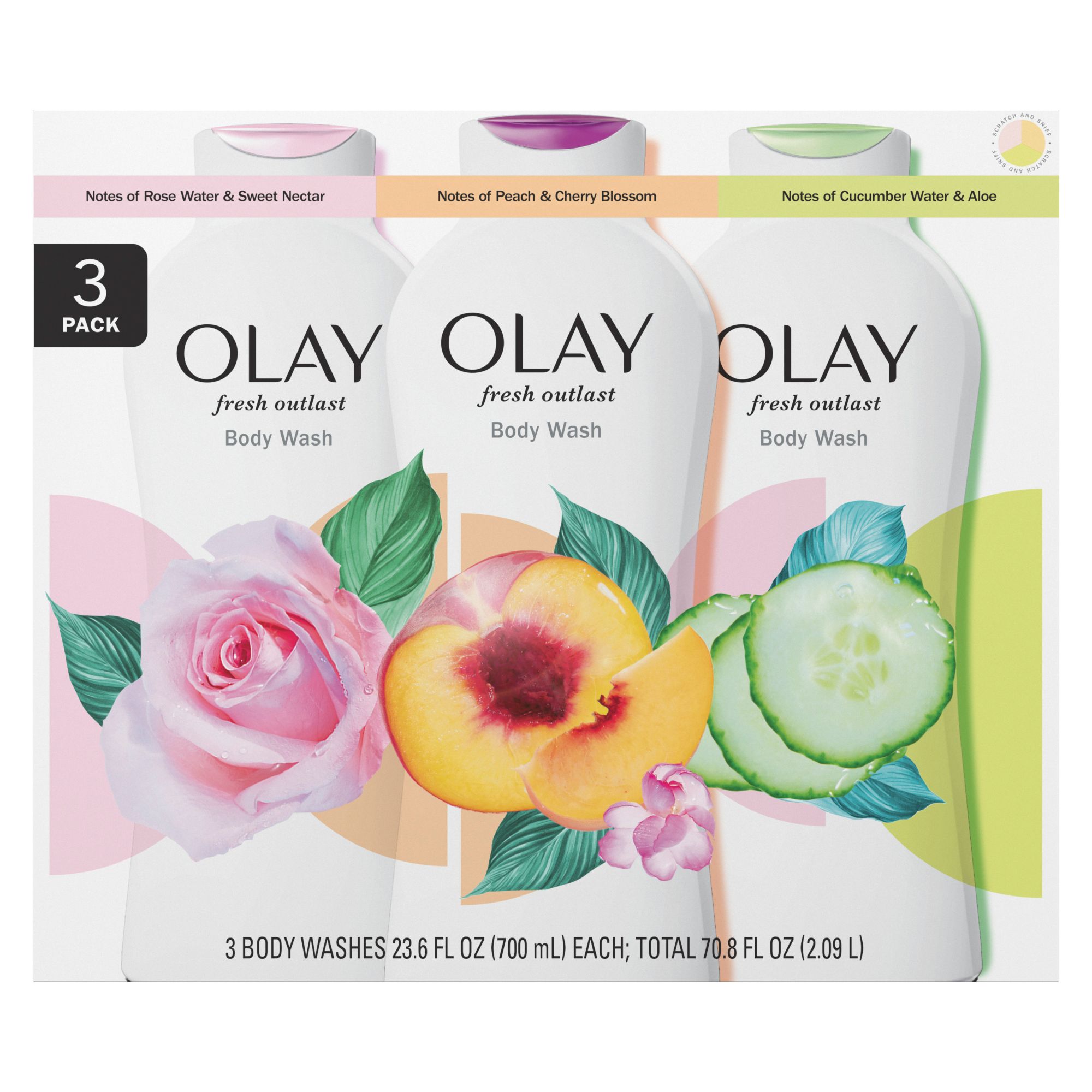 Olay Fresh Outlast Body Wash With Vitamin B3 Complex, 3 pk./23.6 fl. oz.