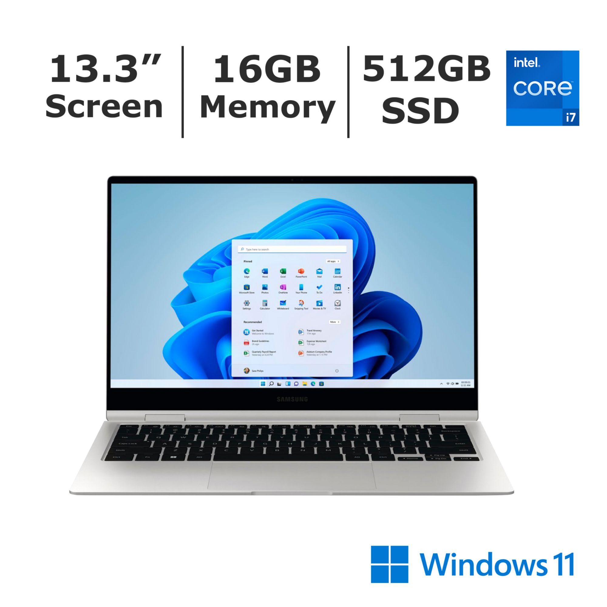 Samsung Galaxy Book2 Pro 360 13.3” FHD 2-in-1 Touchscreen Laptop, Intel Core i7-1260P, 16GB Memory, 512GB SSD, Windows 11