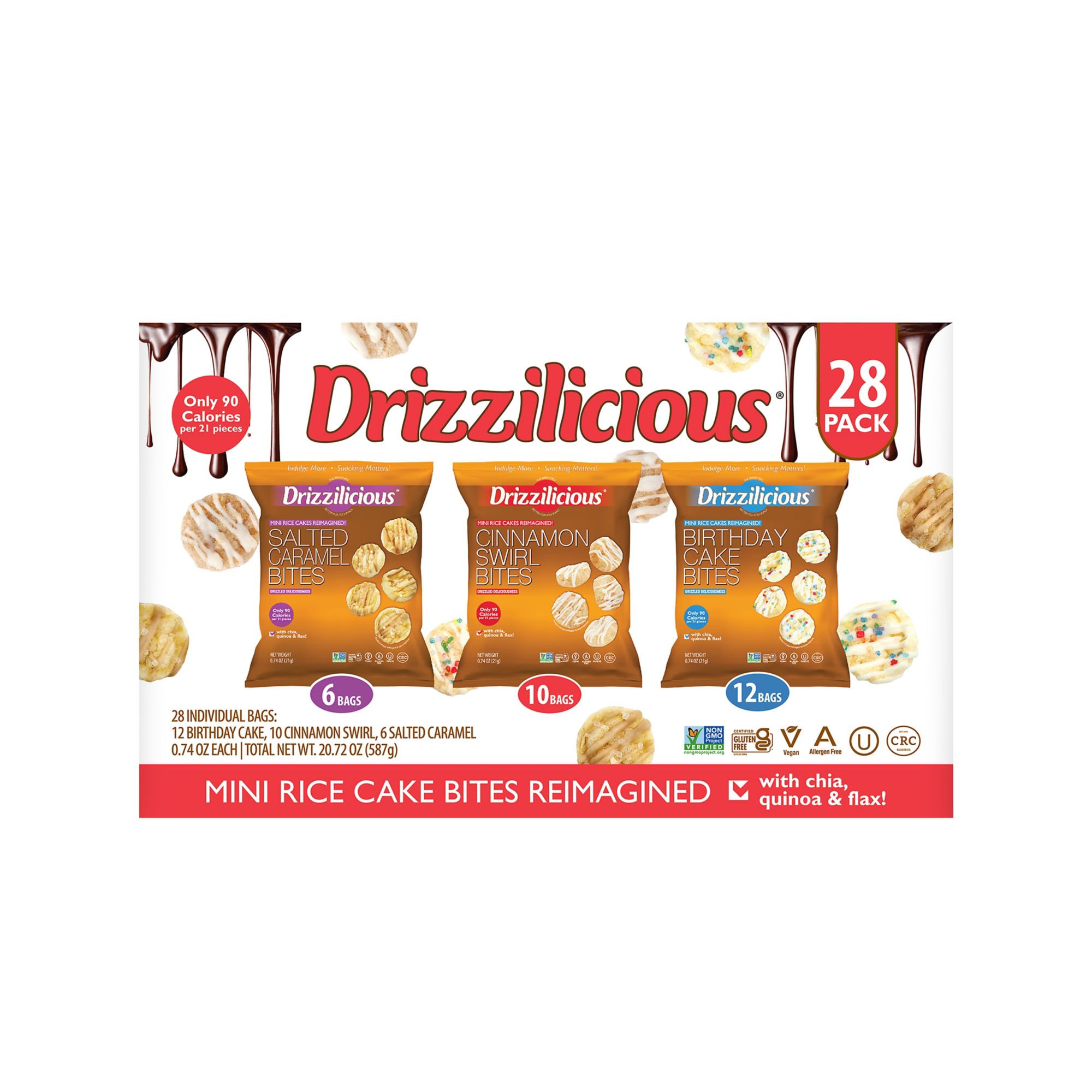 Drizzilicious Mini Rice Cakes, 28 ct. BJ's Wholesale Club