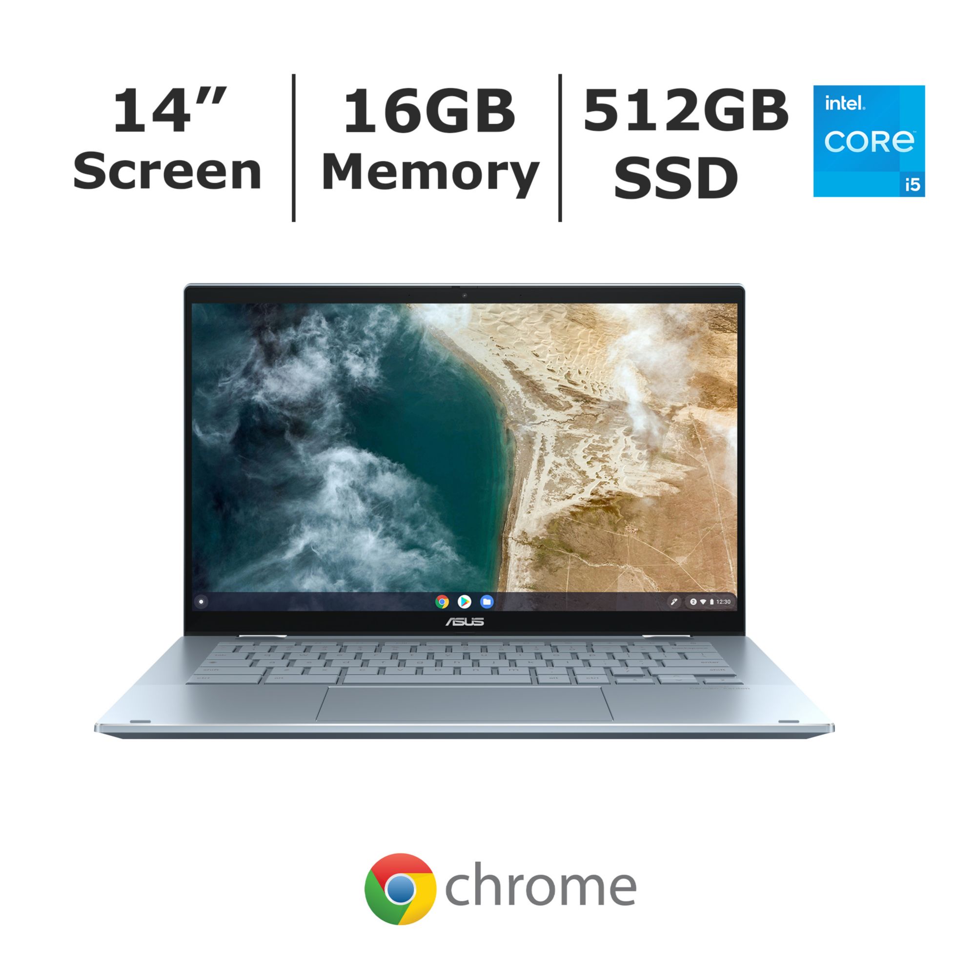 ASUS Chromebook Flip CX5, 14&quot; Touchscreen FHD Laptop, Intel Core i5-1130G7 Processor, 16GB RAM, 512GB SSD