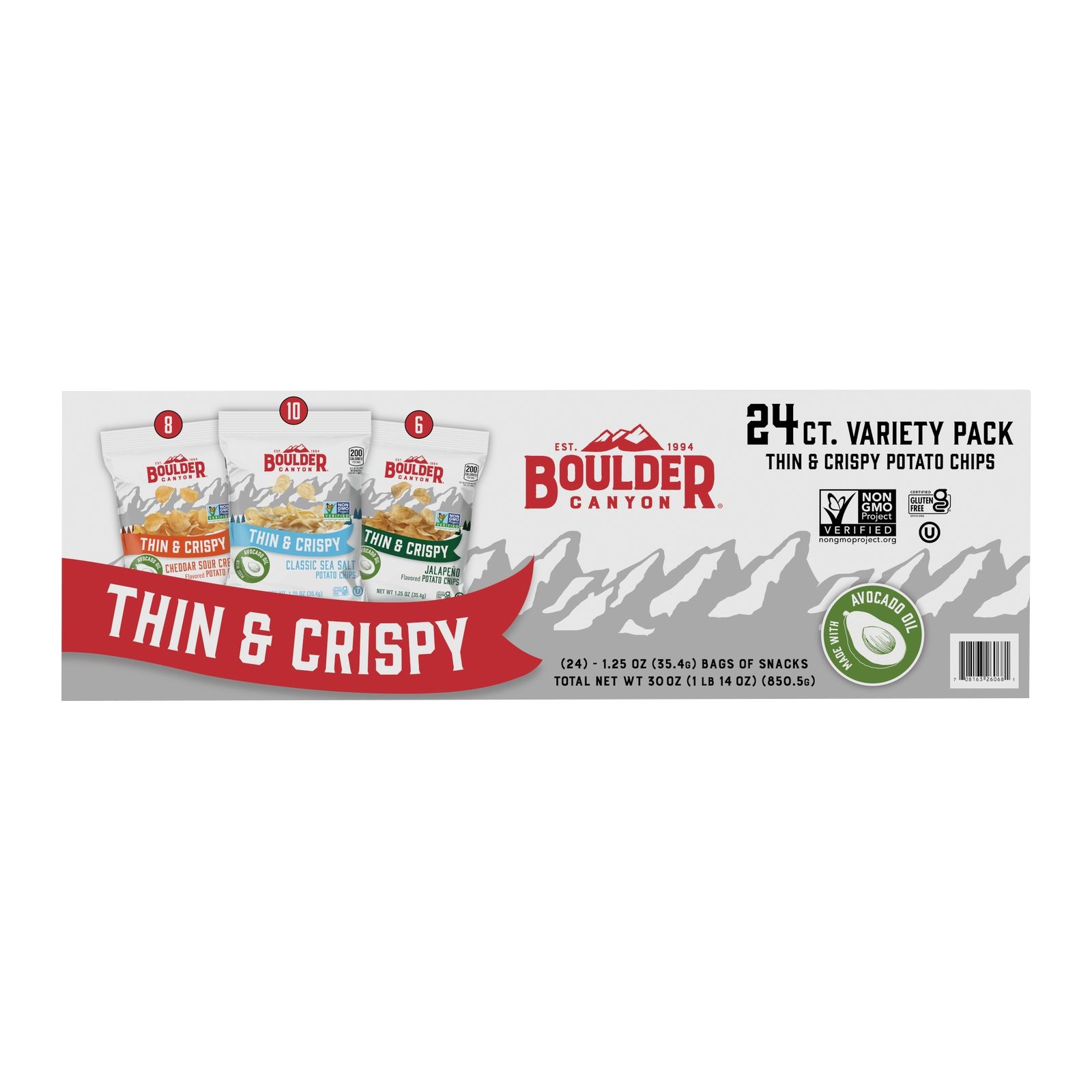 Boulder Canyon Thin and Crispy Chips Variety Pack, 24 ct.