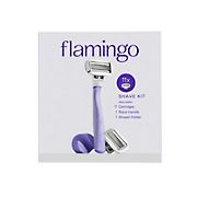 Flamingo Women's Razor Shaving Kit, 1 Handle, 11 Razor Blade Refills, 1 Shower Holder - Lilac