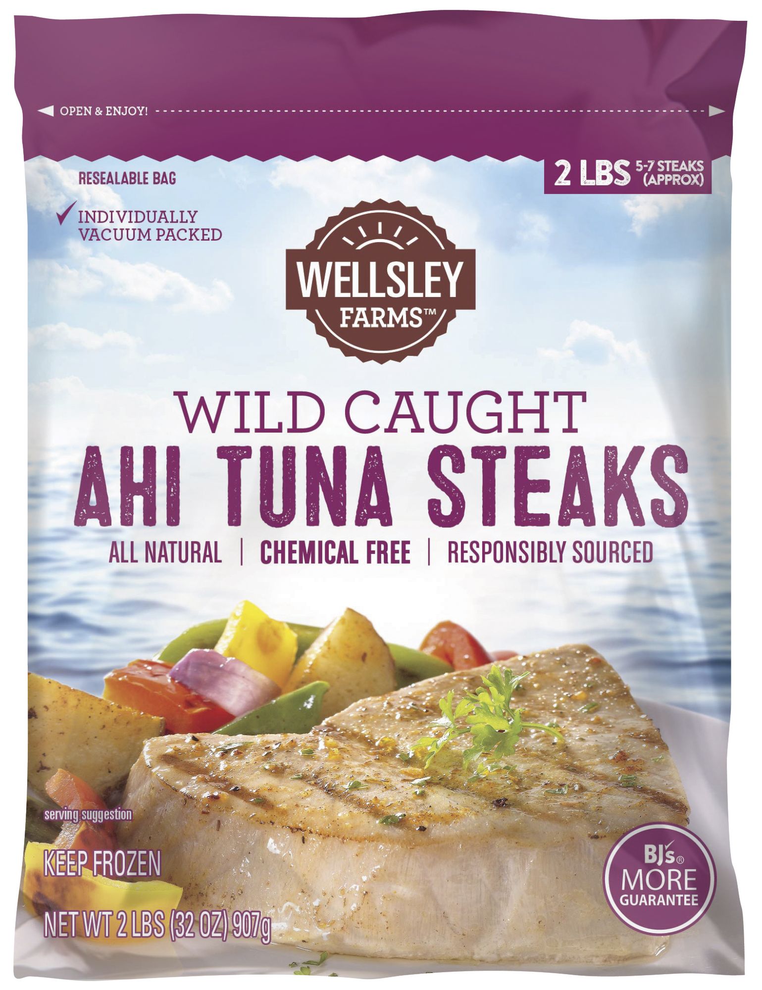 Wellsley Farms Wild-Caught Ahi Tuna Steaks, 2 lbs.
