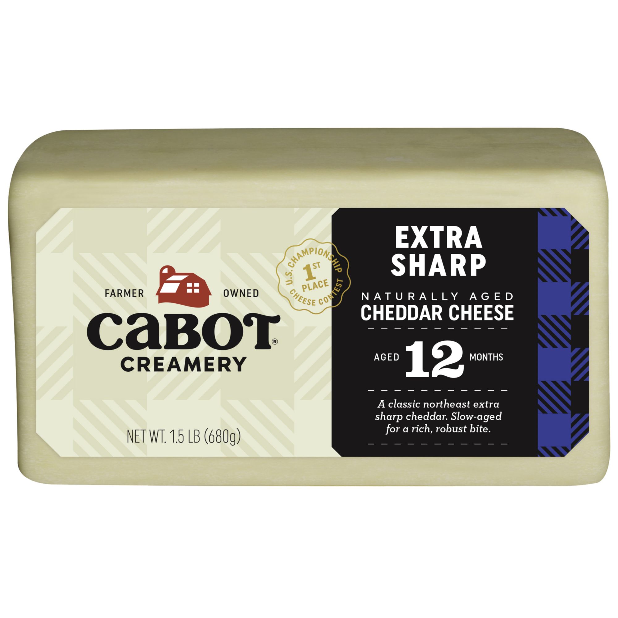 Cabot Creamery Extra Sharp Naturally Aged Cheddar Cheese, 1.5 lbs.