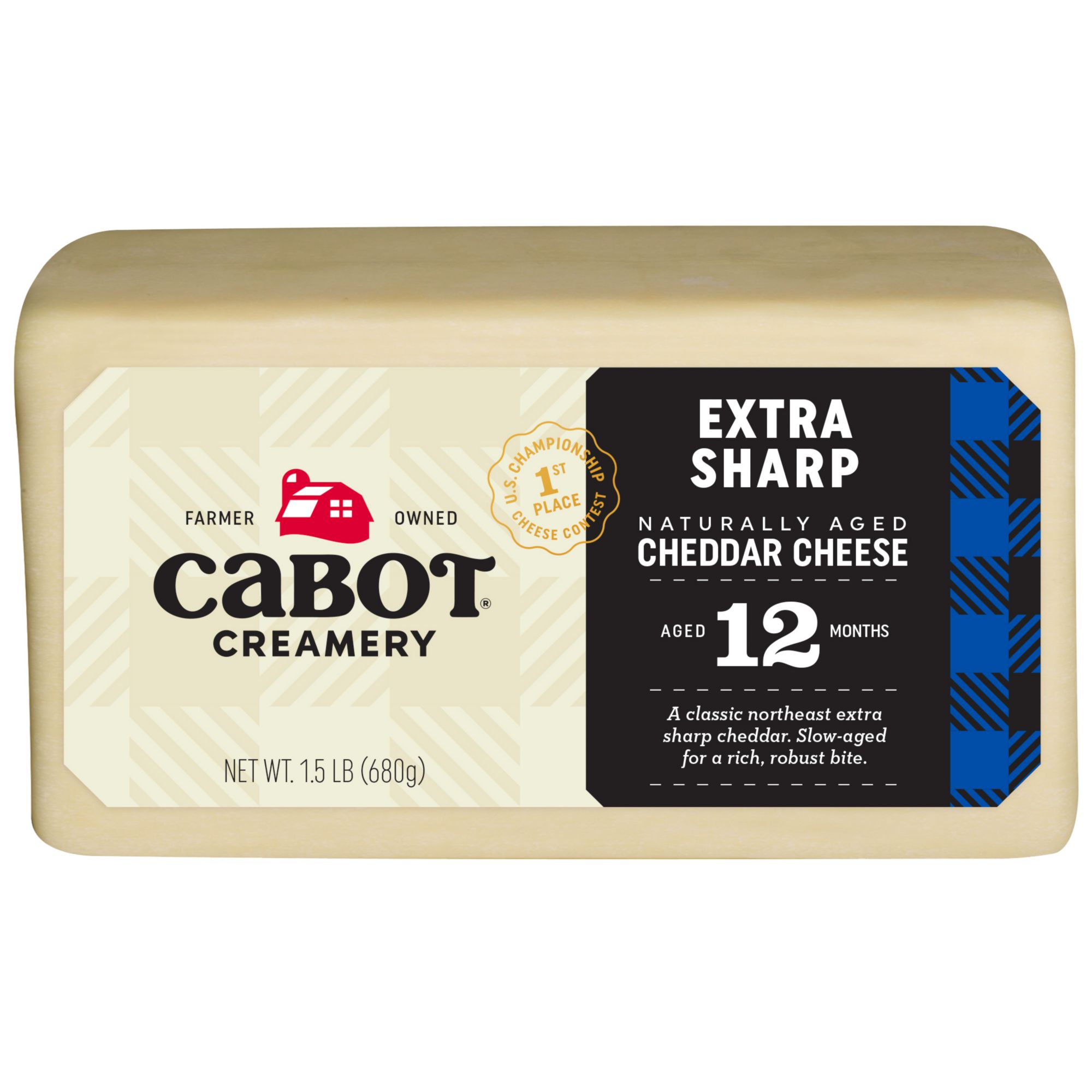 Cabot Creamery Extra Sharp Naturally Aged Cheddar Cheese, 1.5 lbs.