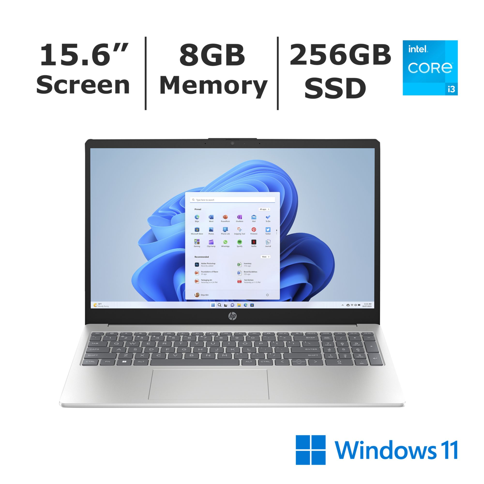 HP 15.6&quot; HD Touchscreen Notebook 15-fd0056nr, Intel Core i3-1315U 1.2GHz, 8GB RAM, 256GB PCIe SSD, Windows 11 Home