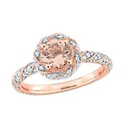.80 ct. TGW Morganite and .25 ct. TW Diamond Halo Ring in 14k Rose Gold