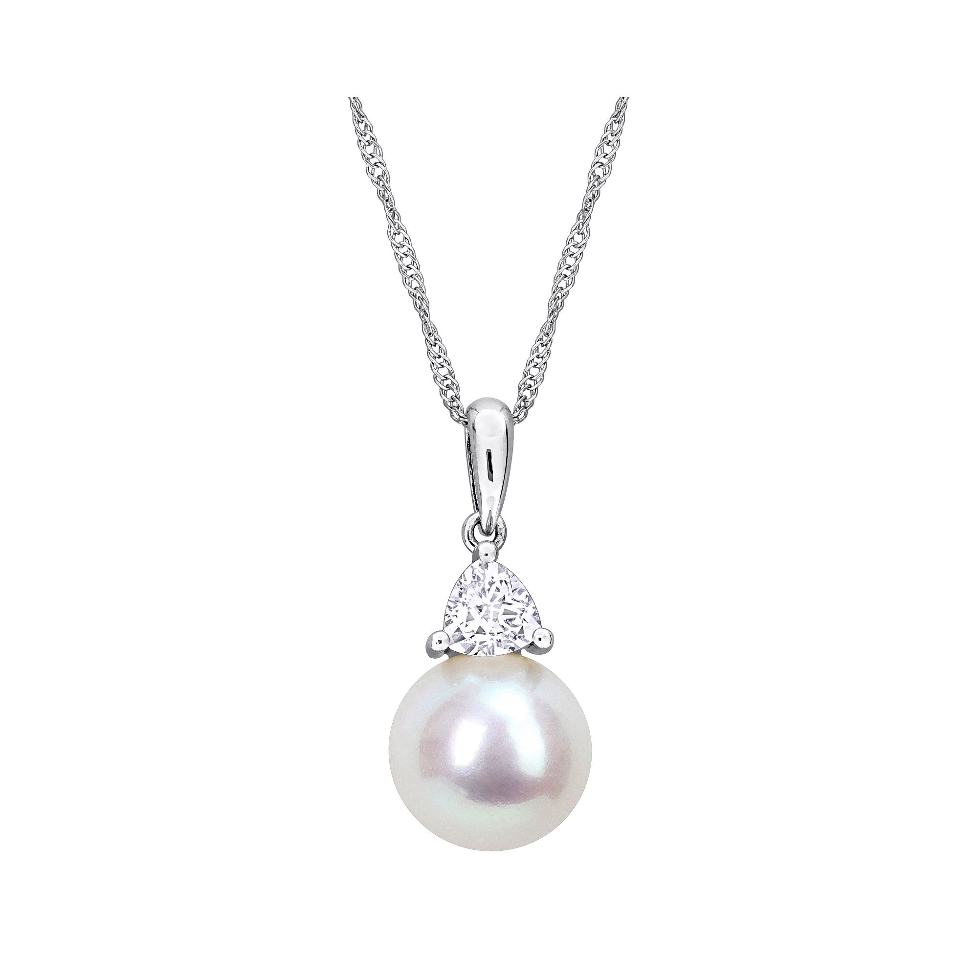 Cultured Freshwater Pearl and Gemstone Solitaire Necklace in