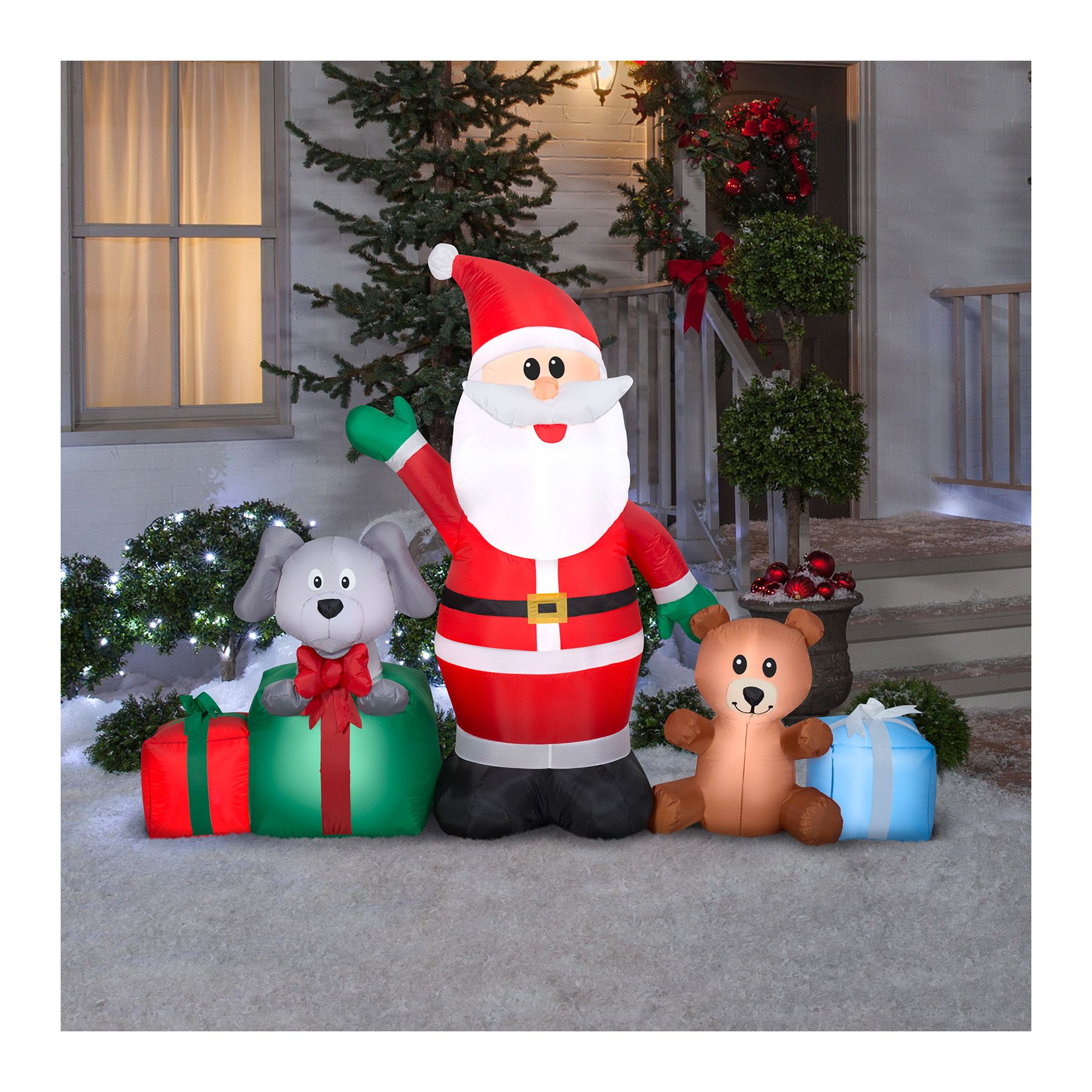 Gemmy airblown sale inflatable christmas trolly blow up