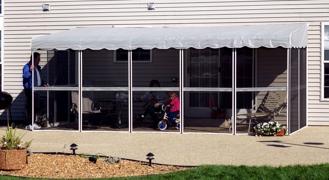 Patio Mate 19 3 X 7 8 Screened Enclosure White Gray Bjs