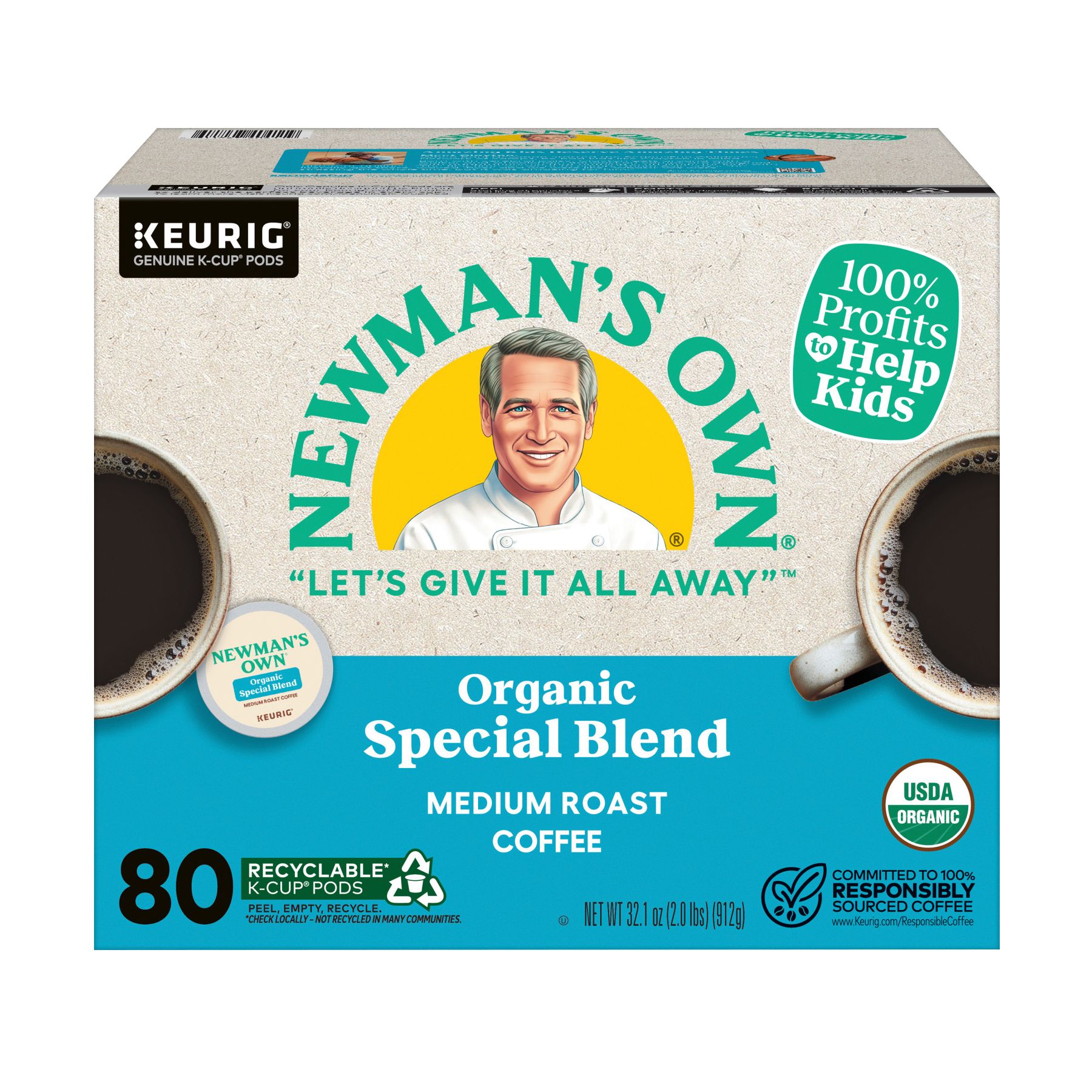 Newman s Own Organics Coffee Special Blend K Cup Pod 80 Count