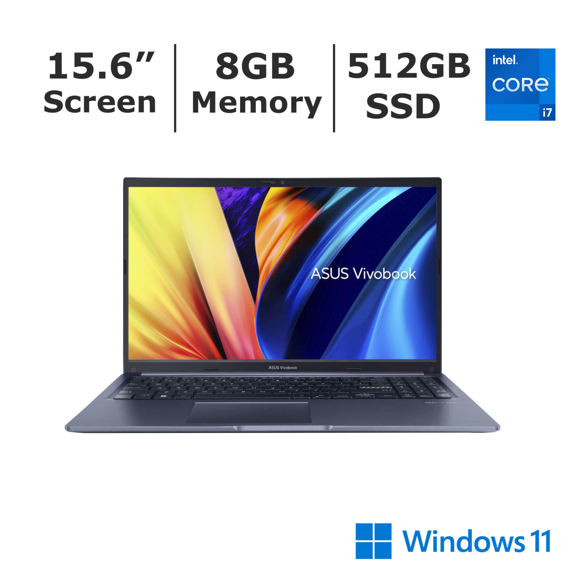ASUS VivoBook 15.6 Inches F1502ZA-SB71 Laptop, Intel Core i7 Processor, 8GB Memory, 512GB SSD - Blue