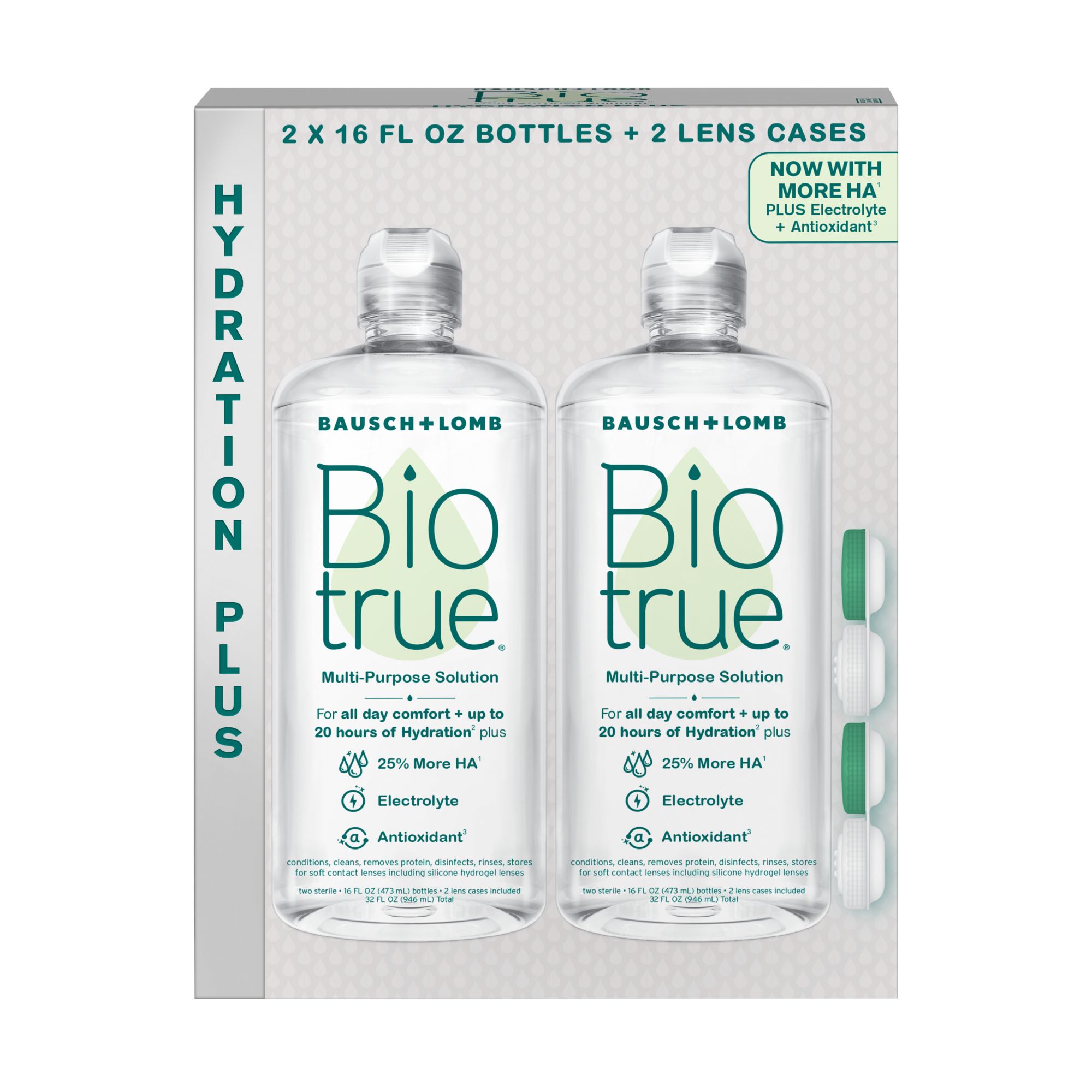 Biotrue Hydration Plus Multi-Purpose Contact Lens Solution for Soft Contact Lenses, 2 pk./16 fl. oz.
