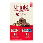 Think! High Protein Bars Variety Pack, 15 pk./2.1 oz.