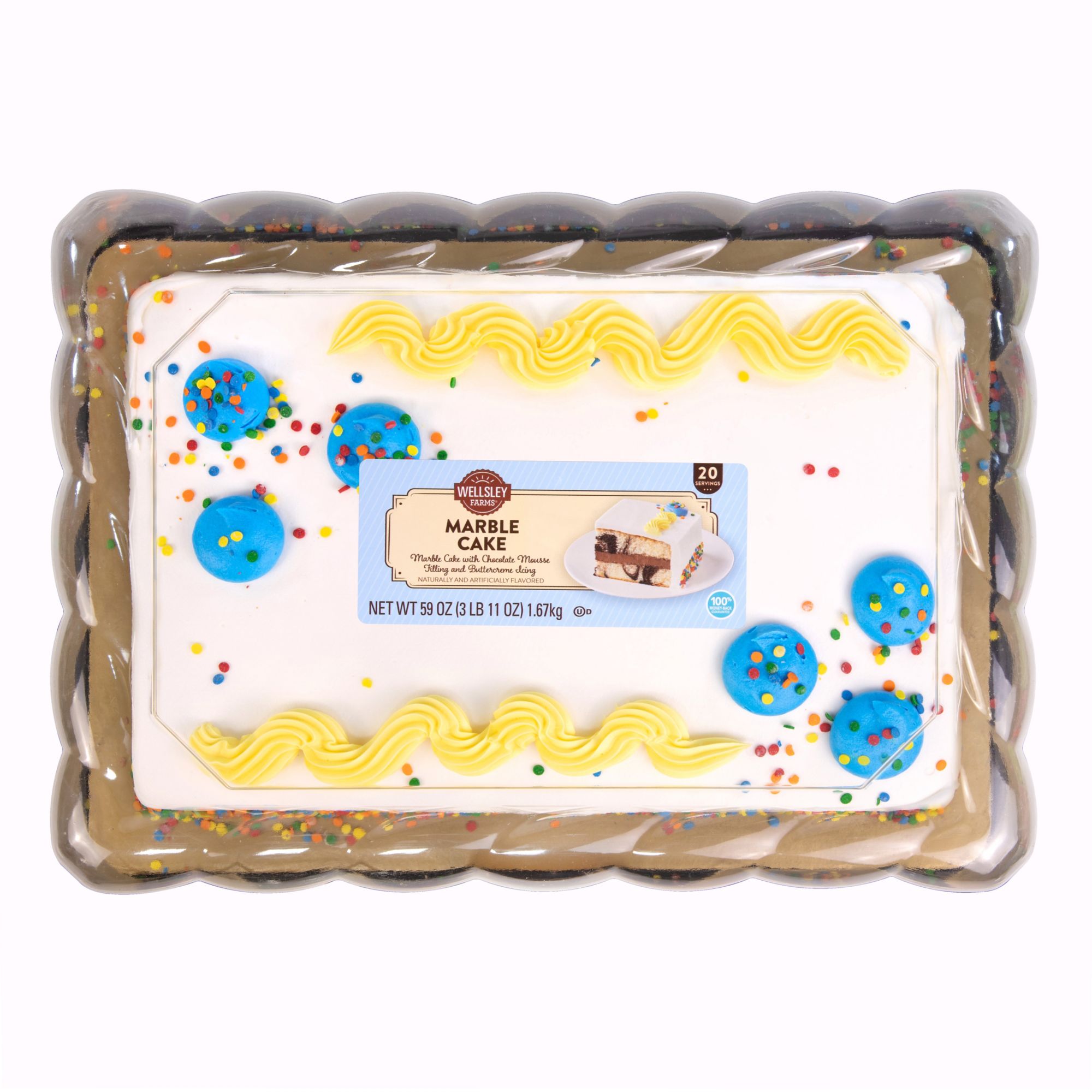 Wellsley Farms White Iced Marble Cake, Chocolate Mousse Filling, 1/4 Sheet Cake