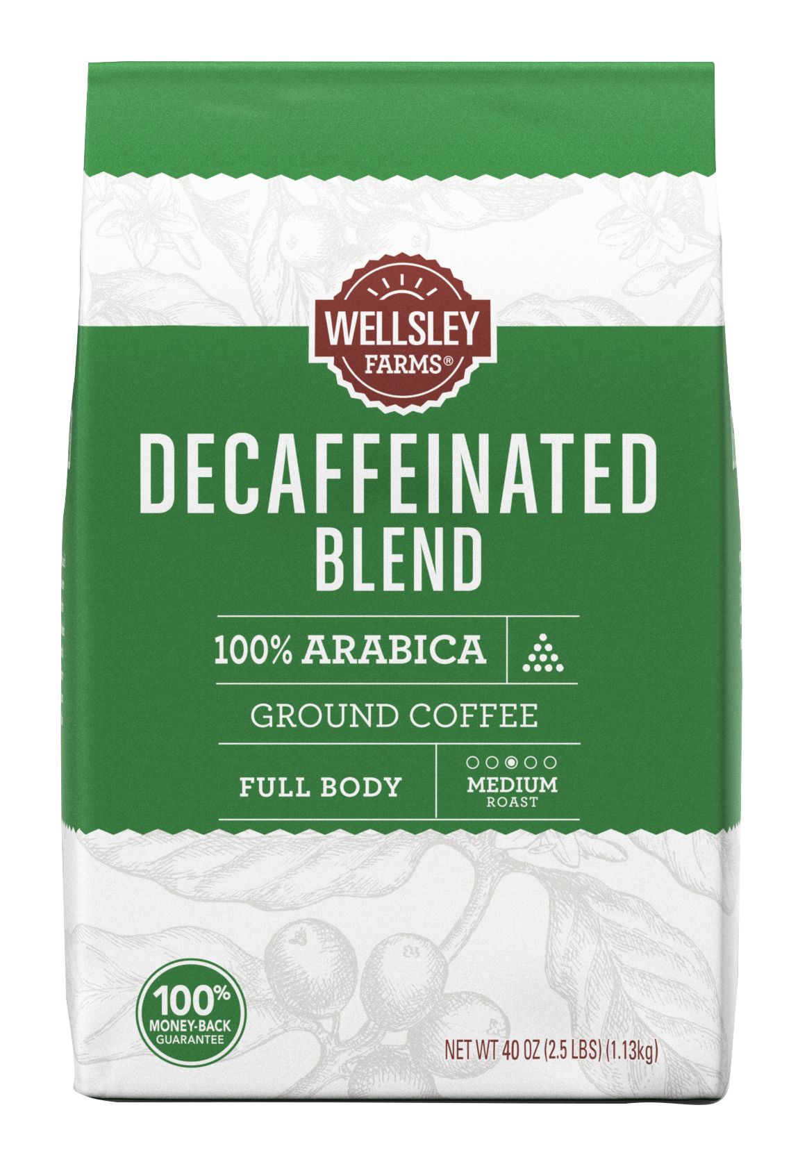 Wellsley Farms Decaffeinated Blend Ground Coffee, 40 oz.