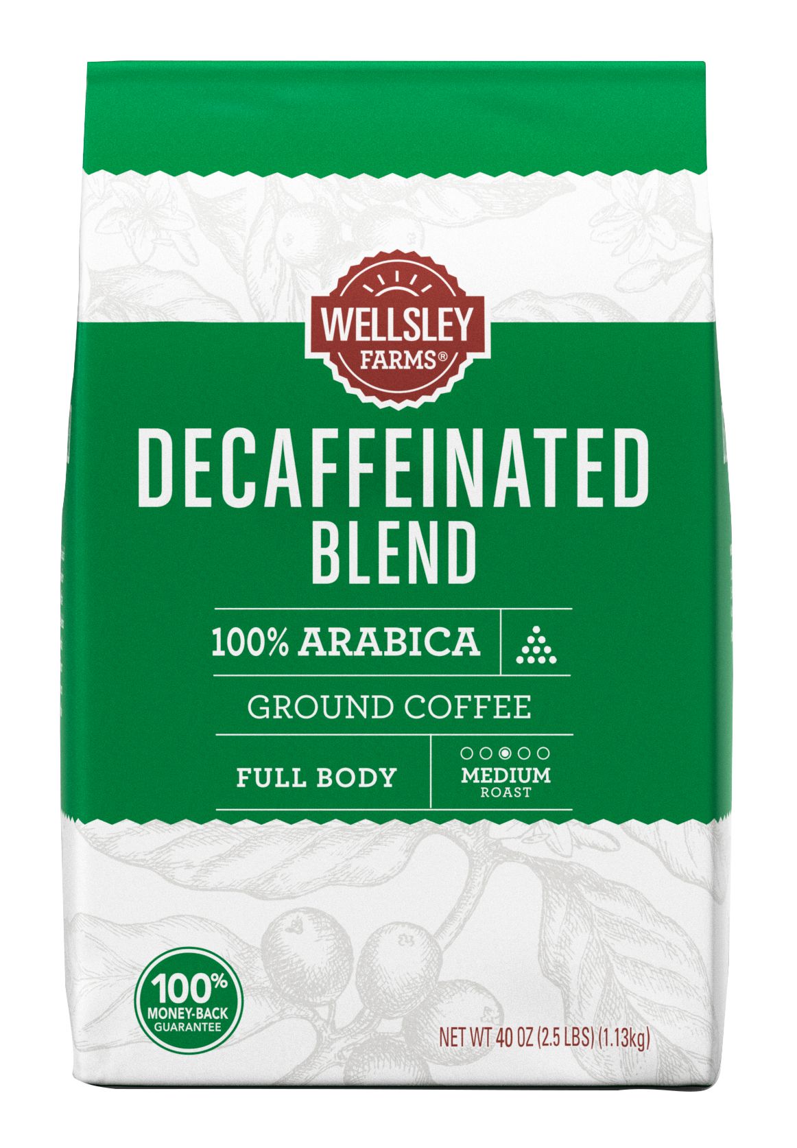 Wellsley Farms Decaffeinated Blend Ground Coffee, 40 oz.