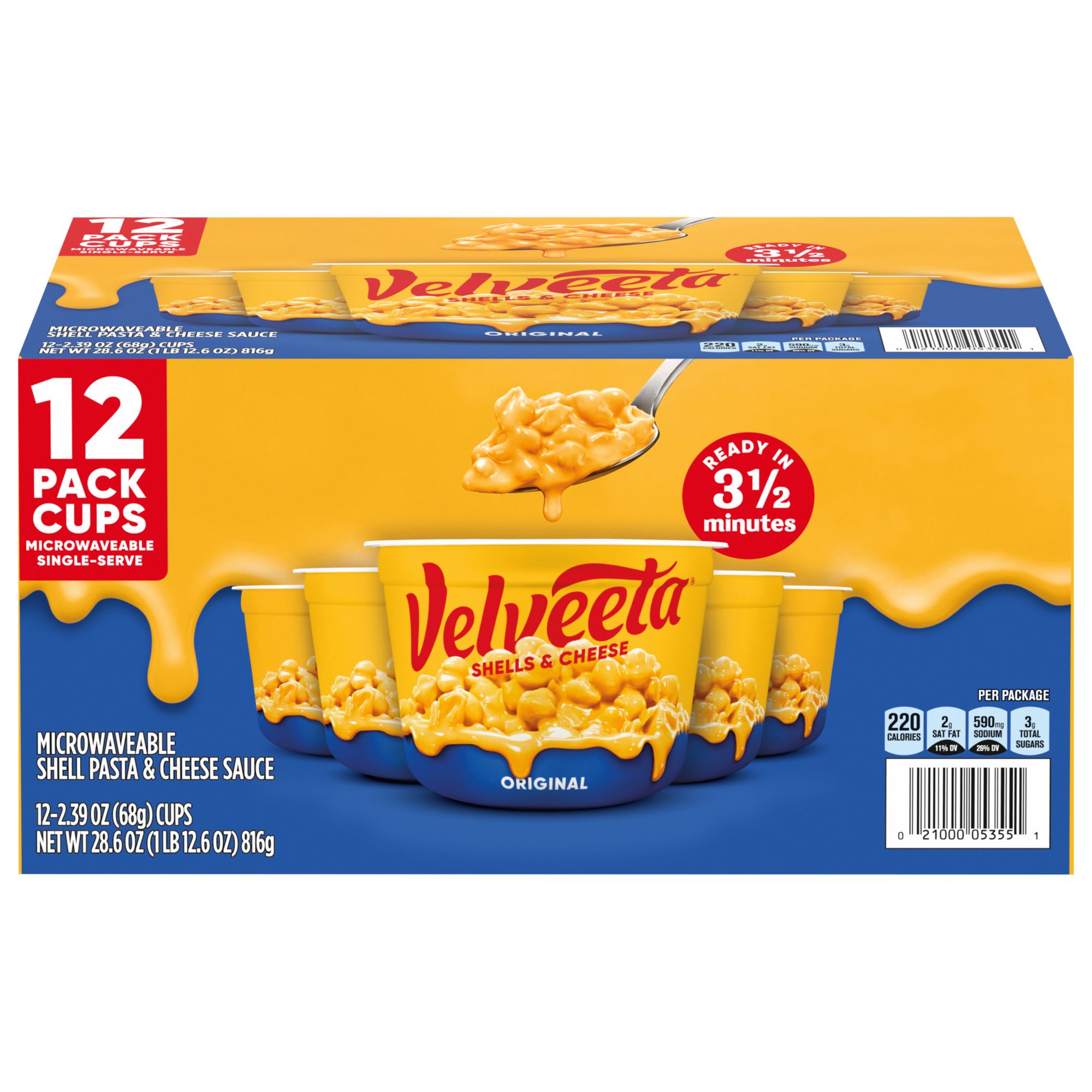 Velveeta Shells & Cheese Original Microwavable Shell Pasta, 12 pk./2.39 oz.