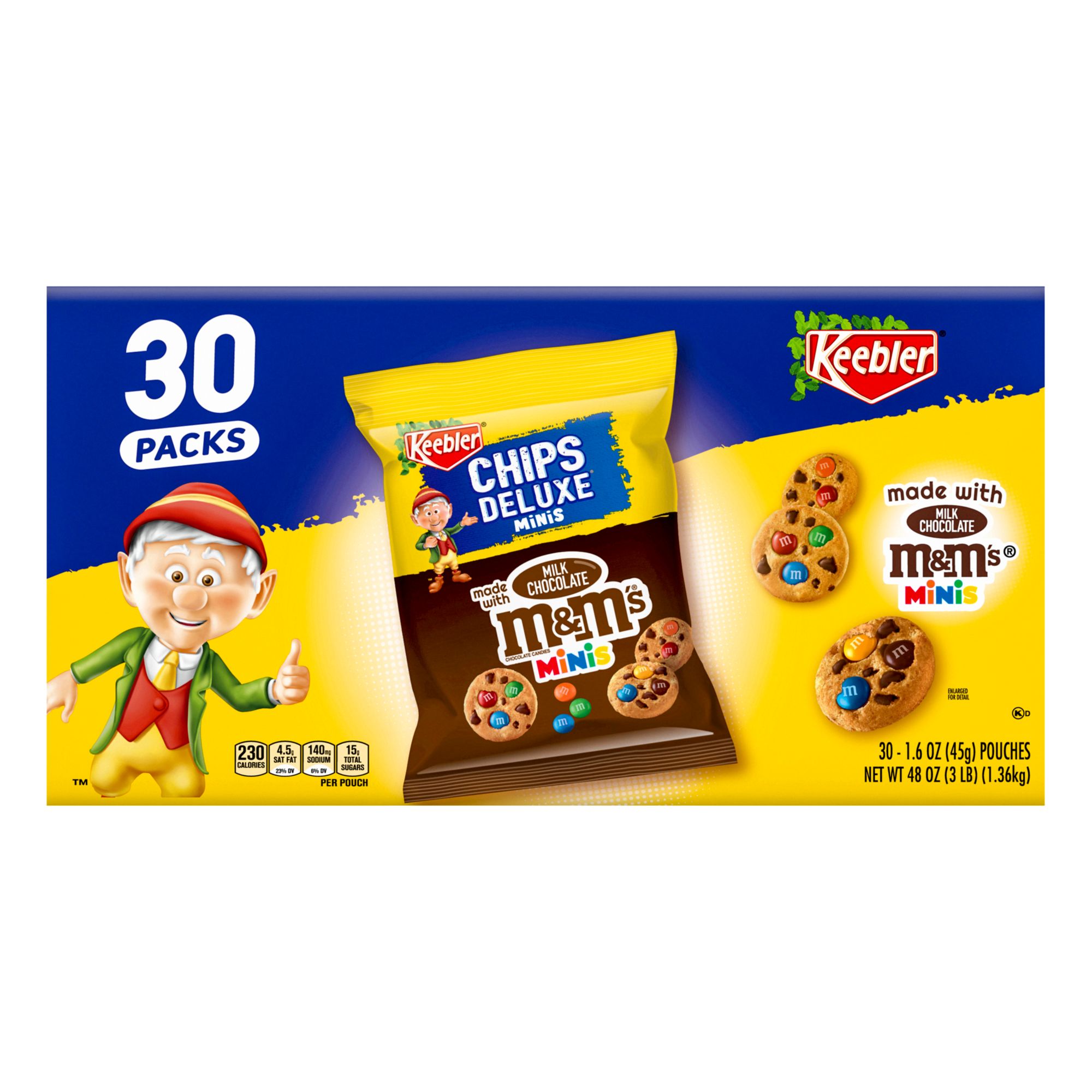 Keebler Chips Deluxe Chocolate Chip M&M Cookies, 30 ct.