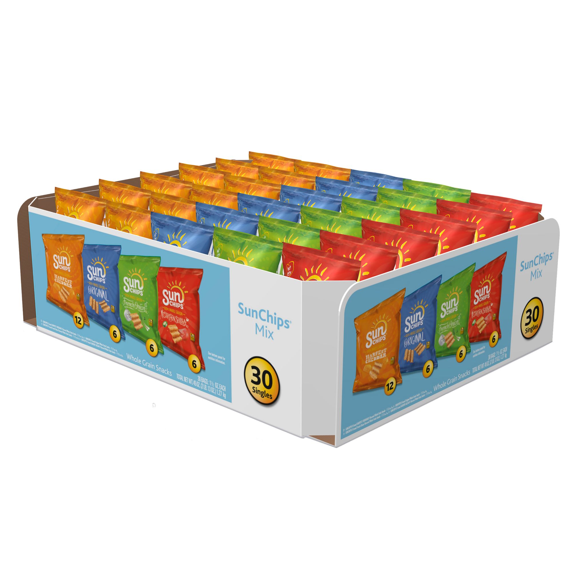Frito Lay Sun Chips Whole Grain Variety Pack 30 Ct 1 5 Oz Bjs