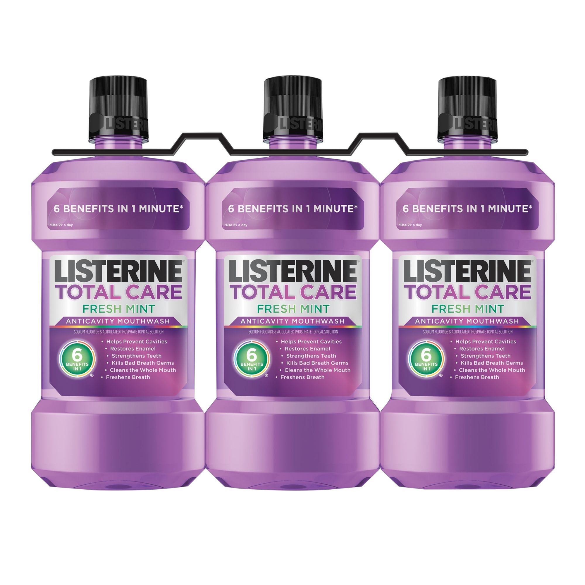 Cool Mint Listerine Antiseptic Mouthwash, Oral Care and Breath Freshener,  2pk./1.5L