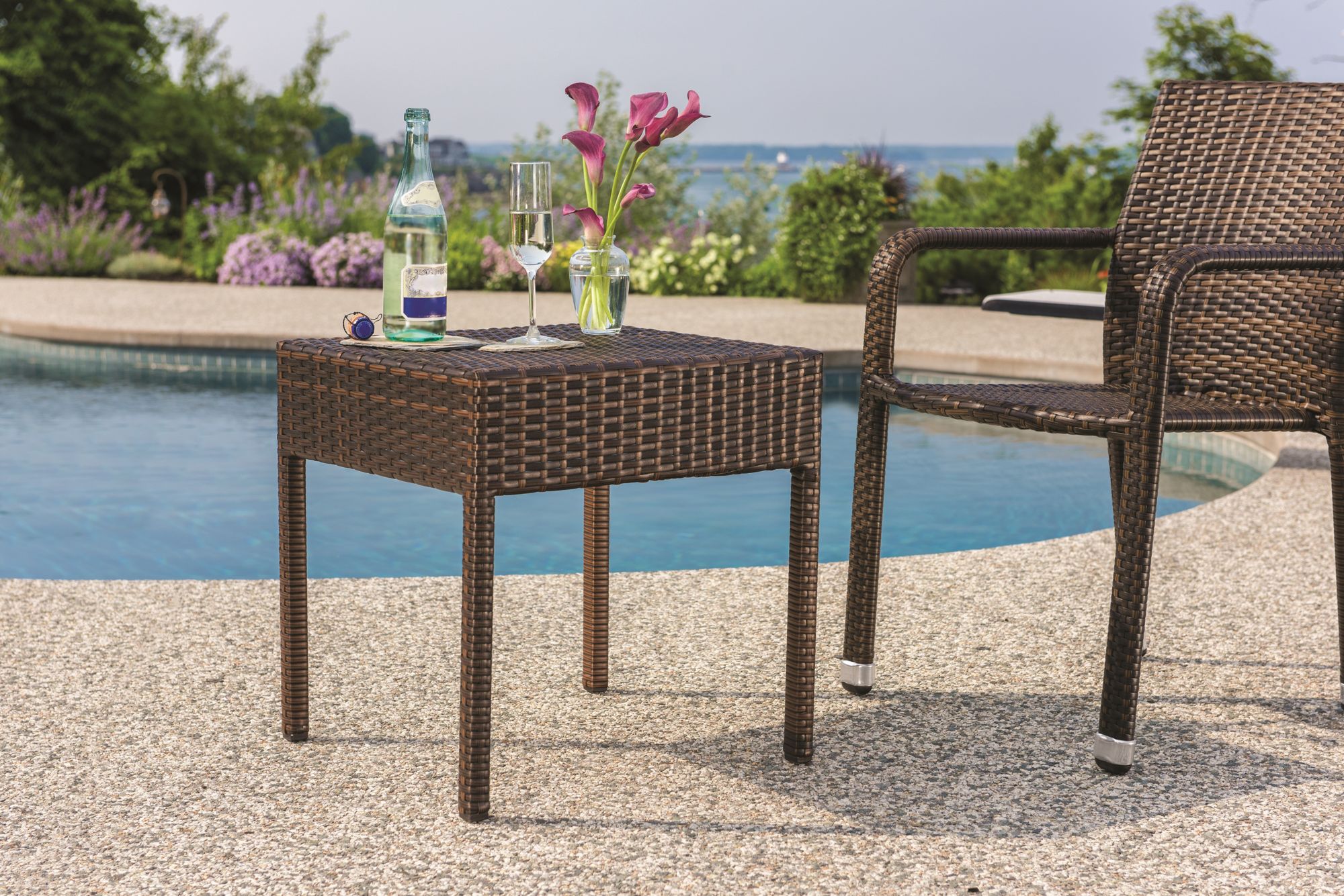 Berkley Jensen Wicker Patio Side Table Dark Brown Bjs