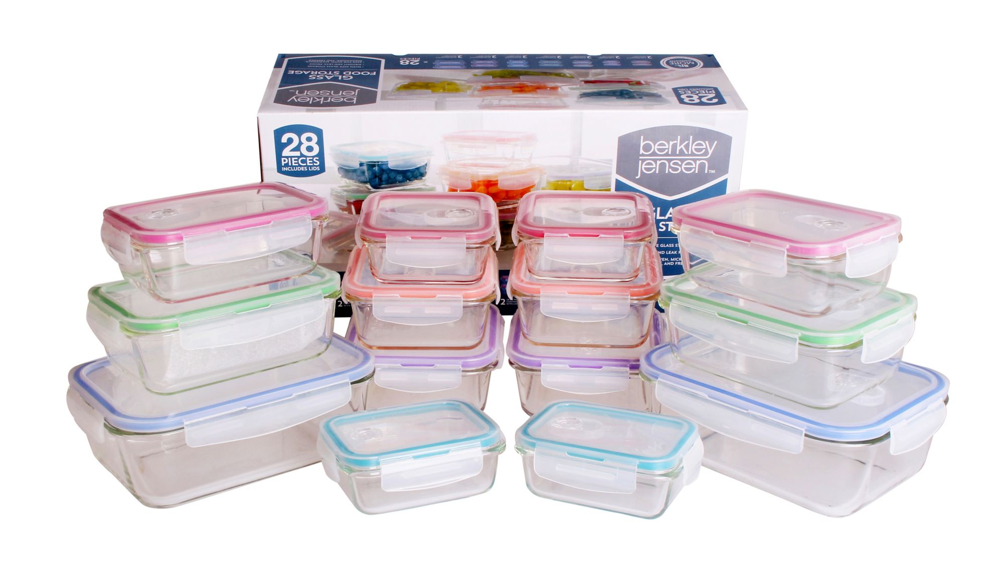 Berkley Jensen 16 pc. Round Glass Food Storage Set with Airtight Locking  Lids