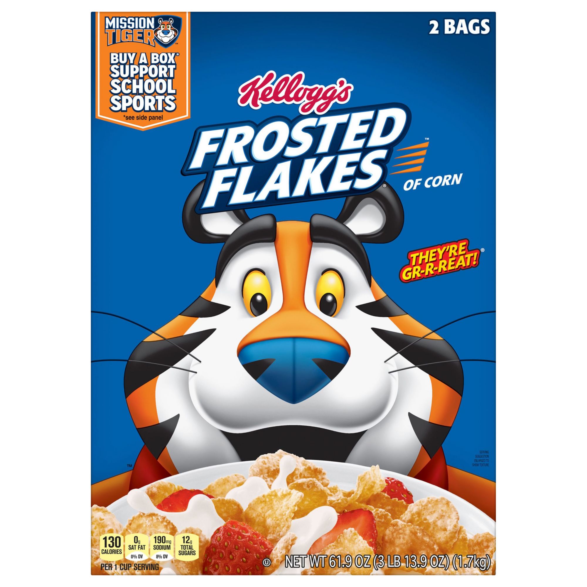 Kellogg's Frosted Flakes Breakfast Cereal, 2 pk.