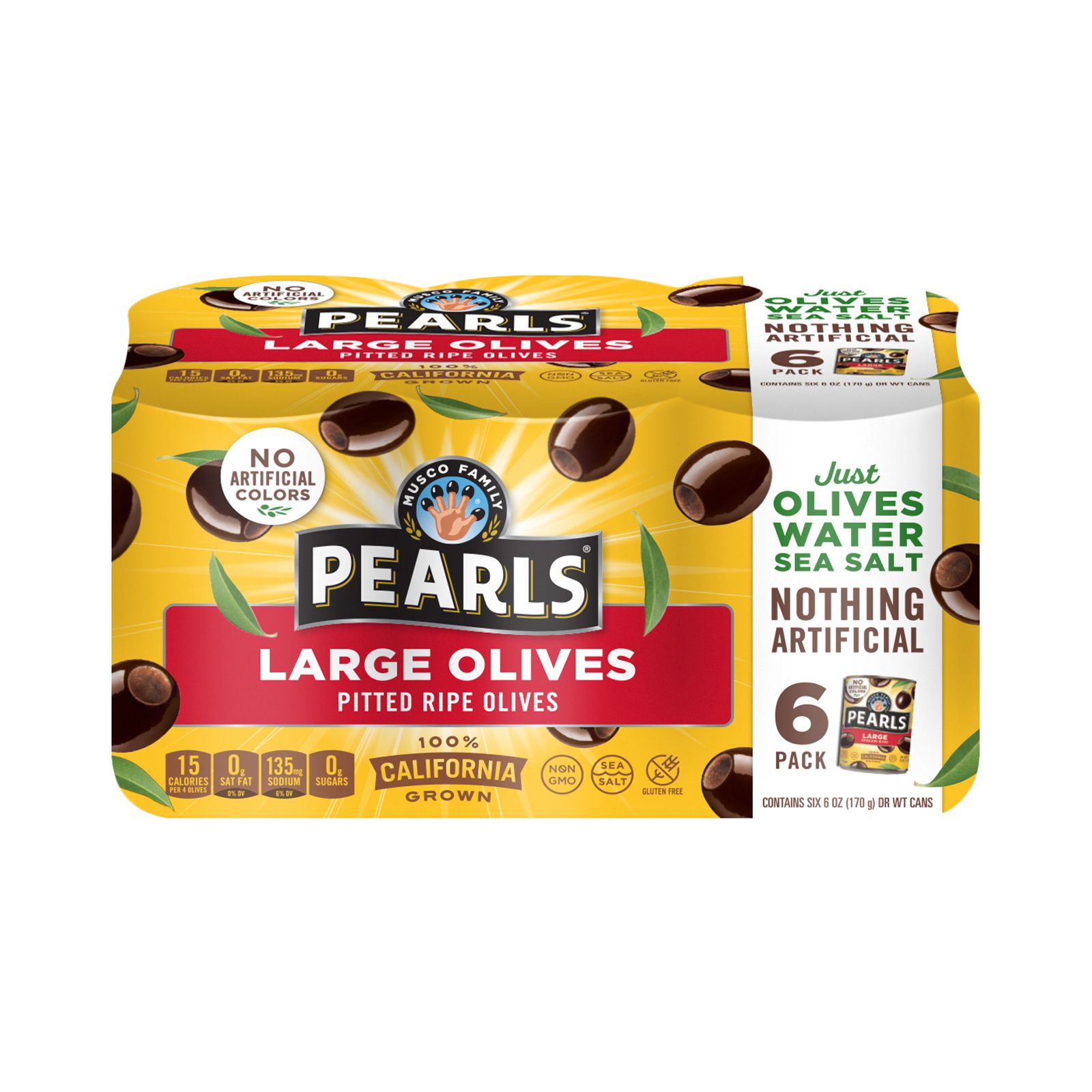 3 Pack Pearls Medium Olives 6oz Can Musco Family Pitted California Ripe  Olive