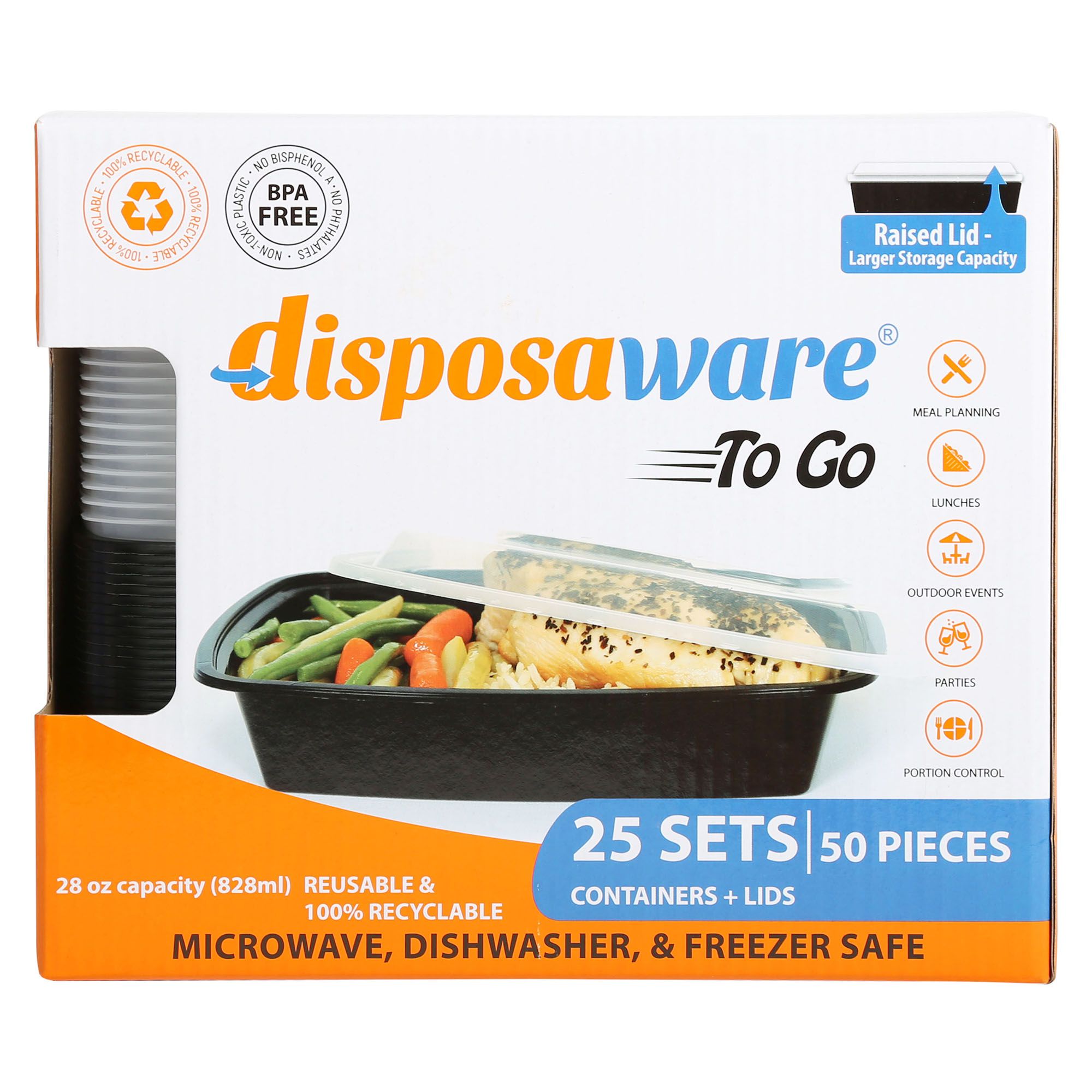 Disposaware Party Pack Takeout Containers, 25 ct.