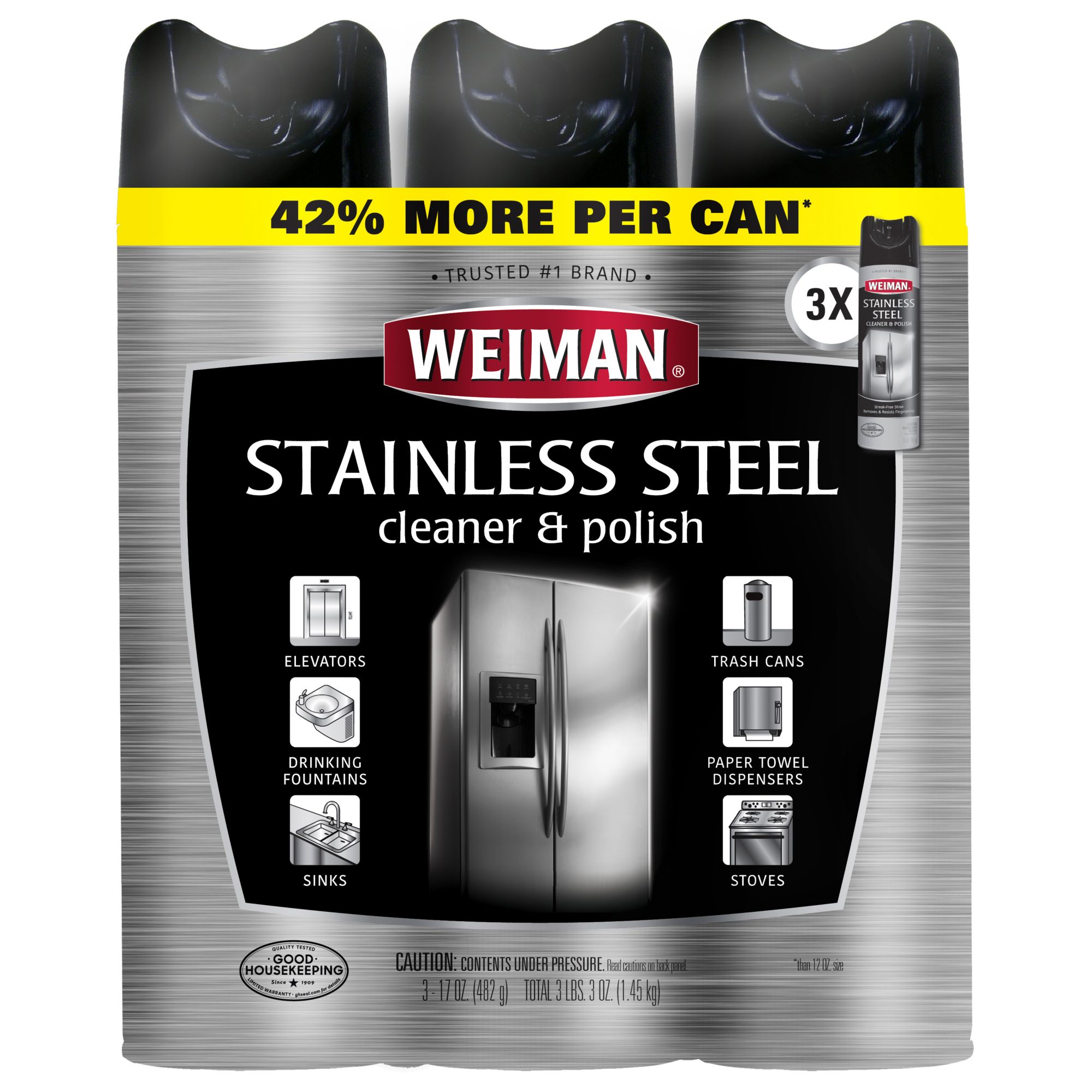 Weiman Stainless Steel Cleaner, 3 pk./17 oz.