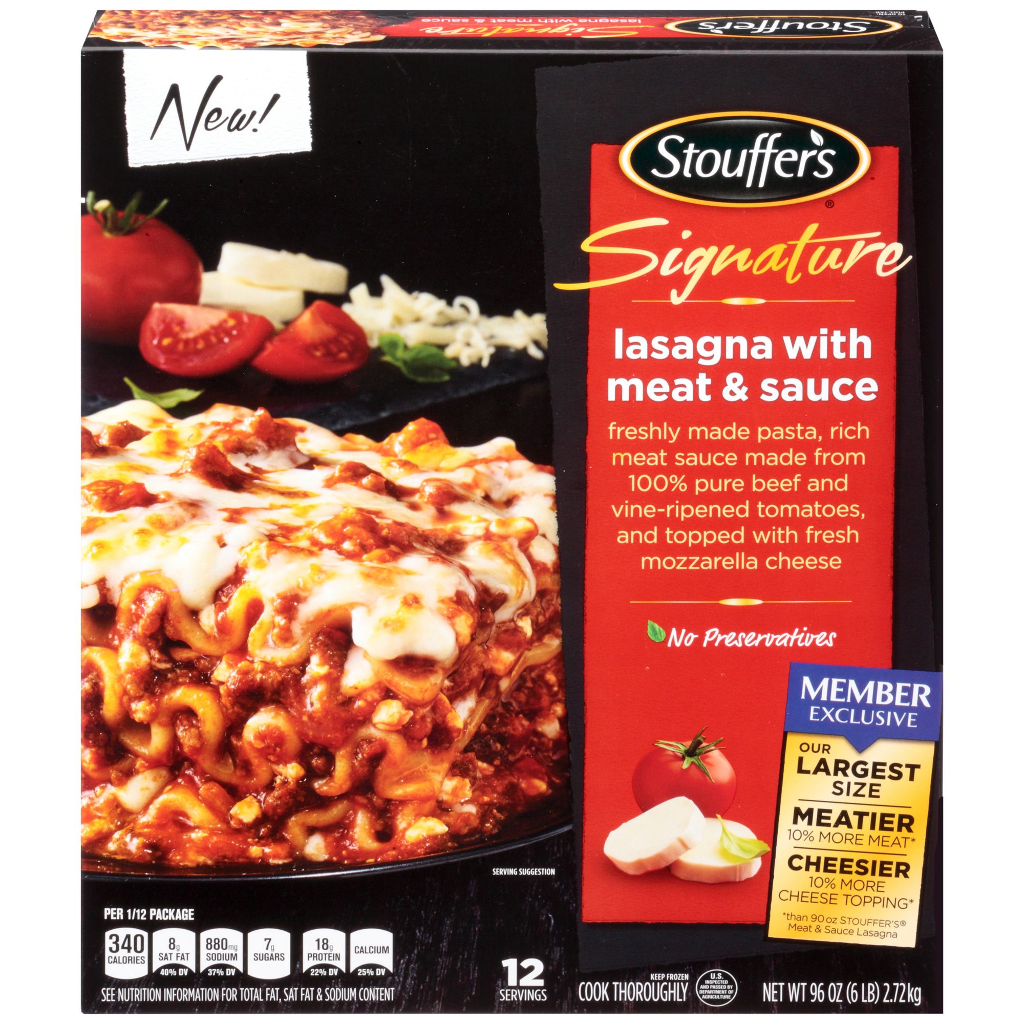Stouffer's Signature Lasagna With Meat And Sauce Frozen Meal, 96 oz.