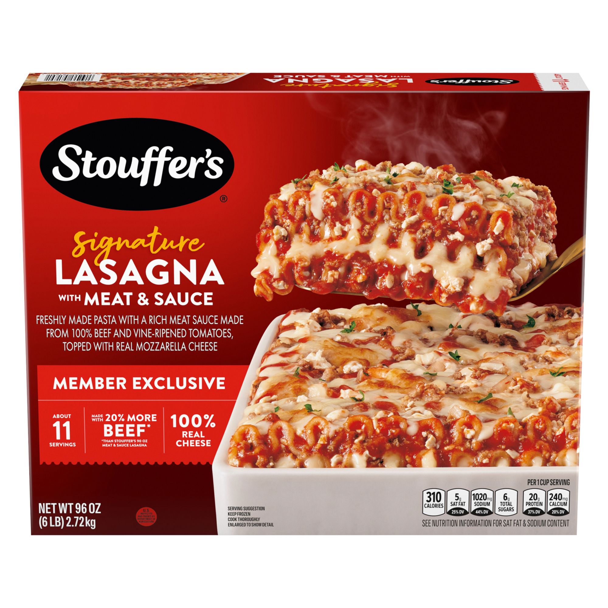 Stouffer's Signature Lasagna With Meat And Sauce Frozen Meal, 96 oz.