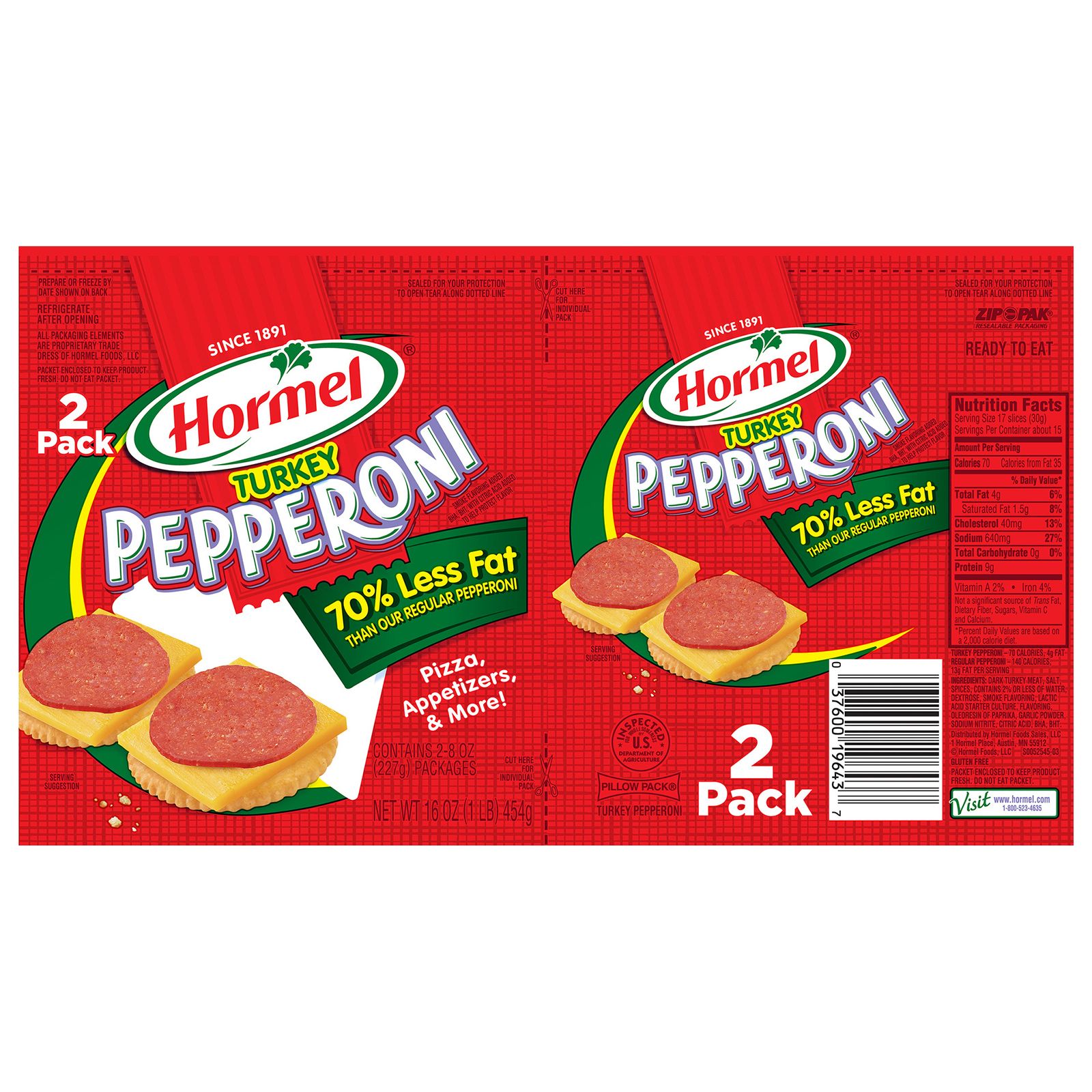 Hormel Turkey Pepperoni, 2 pk./8 oz.