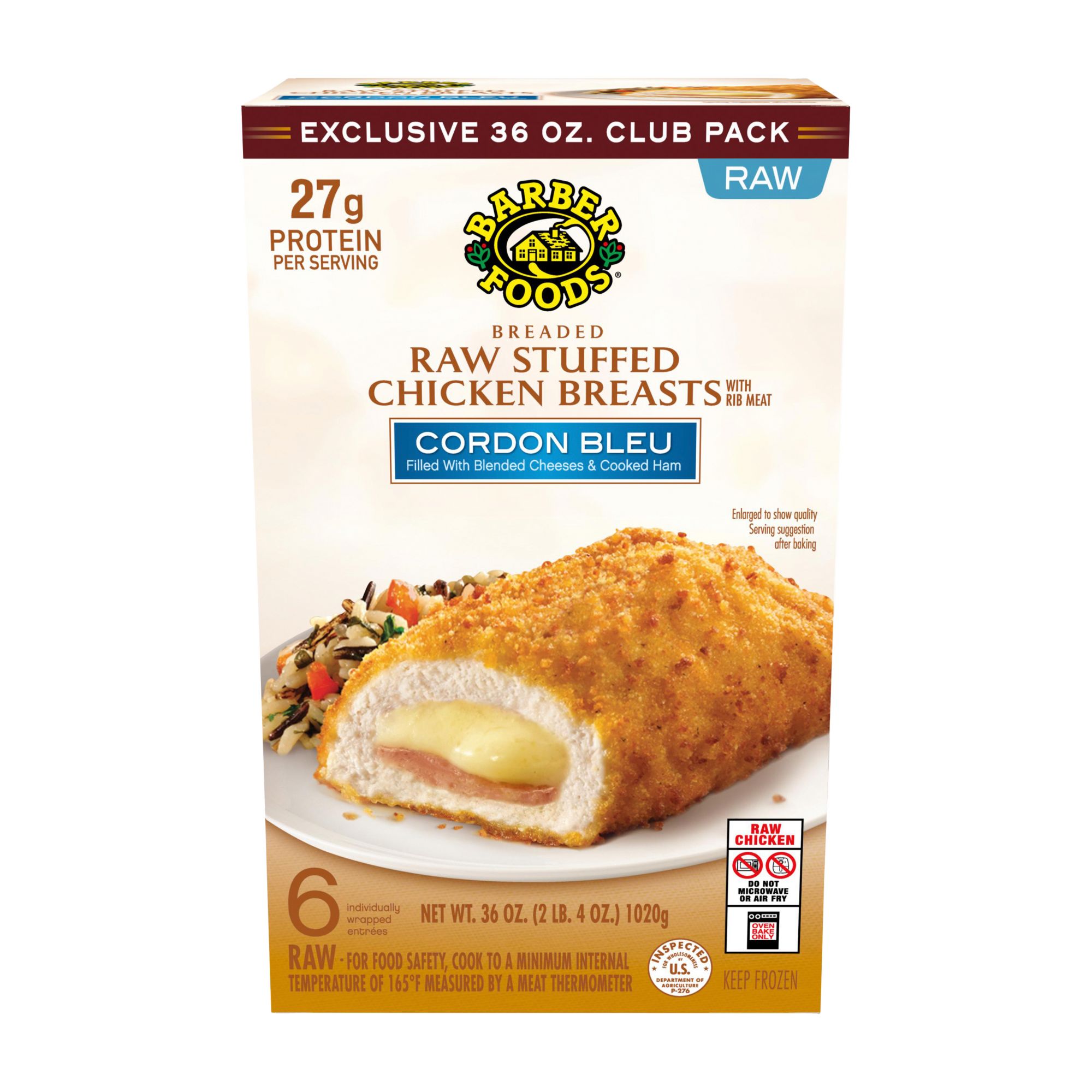 Barber Foods Cordon Bleu Stuffed Chicken, 36 oz.