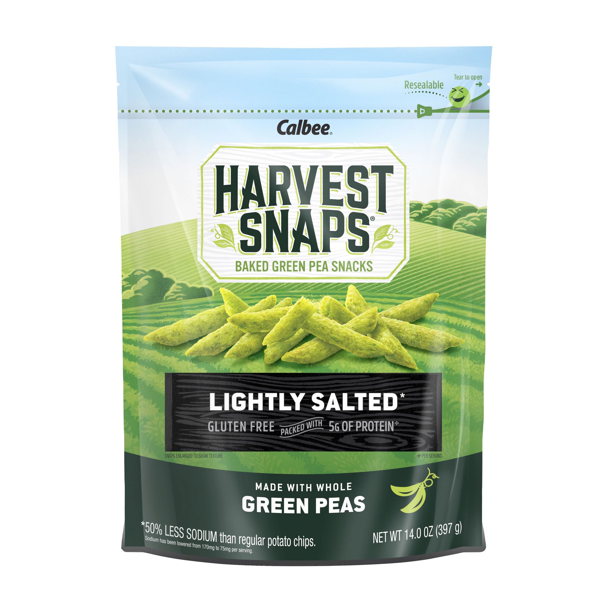 Lightly Salted Green Pea Snack Crisps, 10 oz, Harvest Snaps