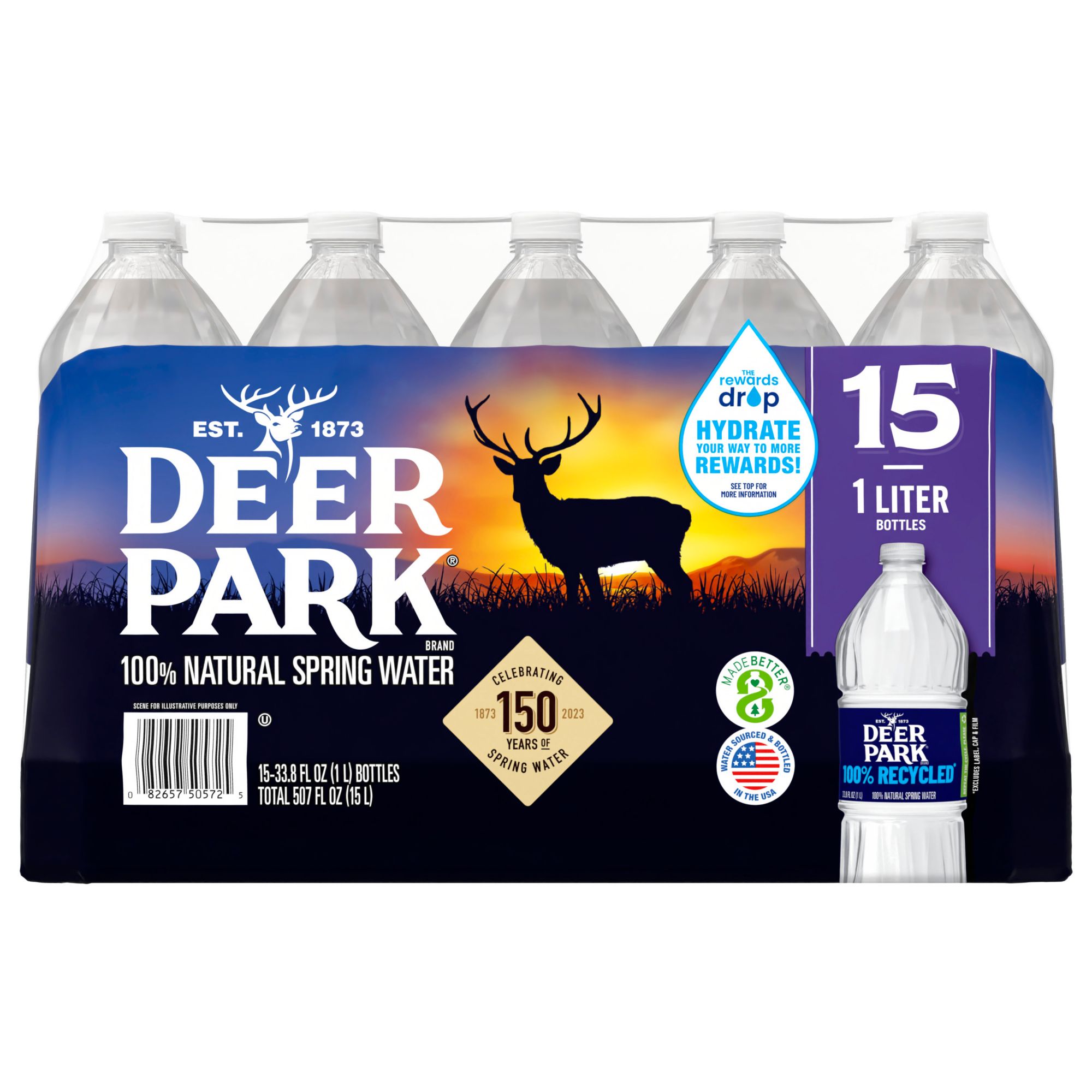 Deer Park 100% Natural Spring Water, 15 pk./1L