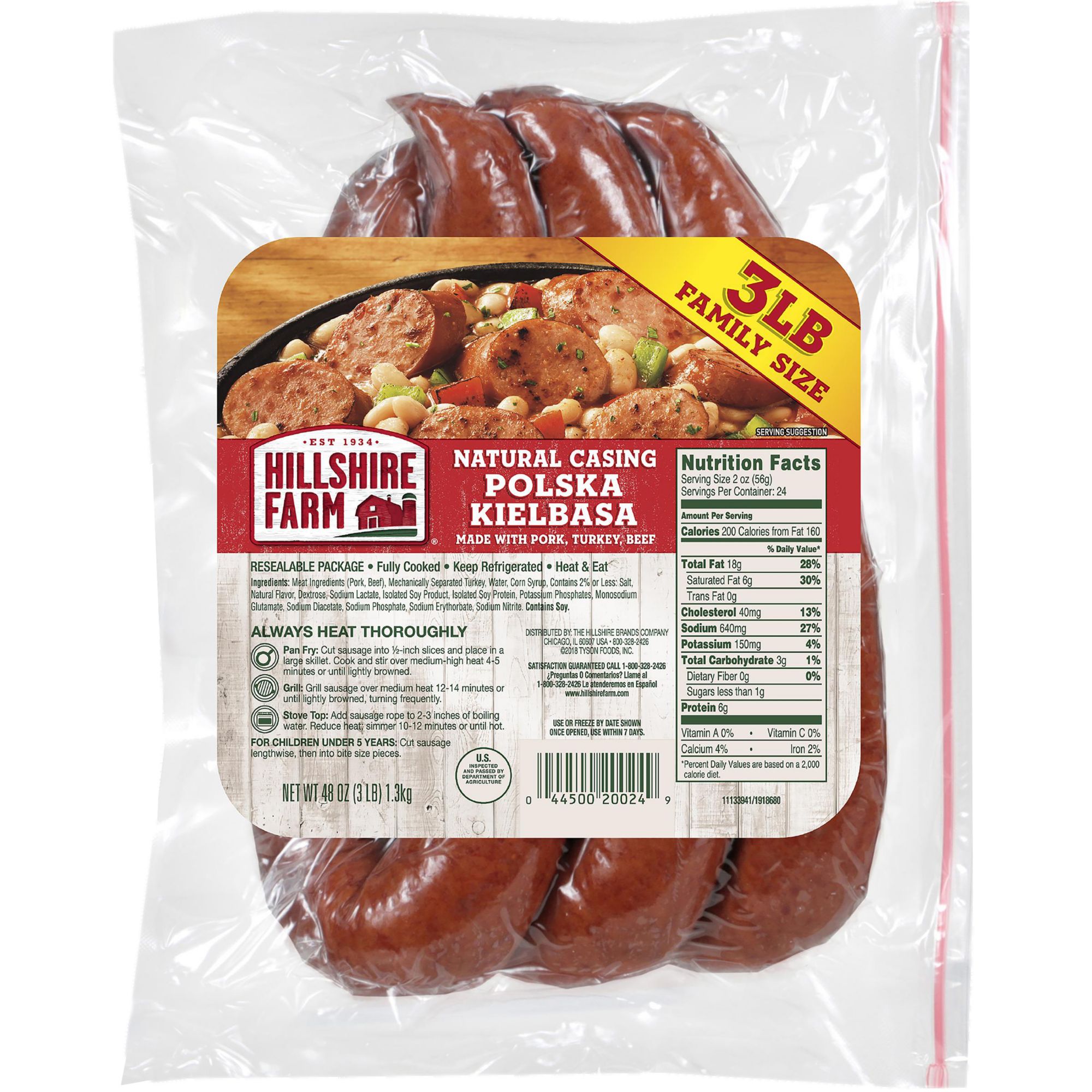 Hillshire Farm Polska Kielbasa Smoked Sausage Family Pack, 48 oz.