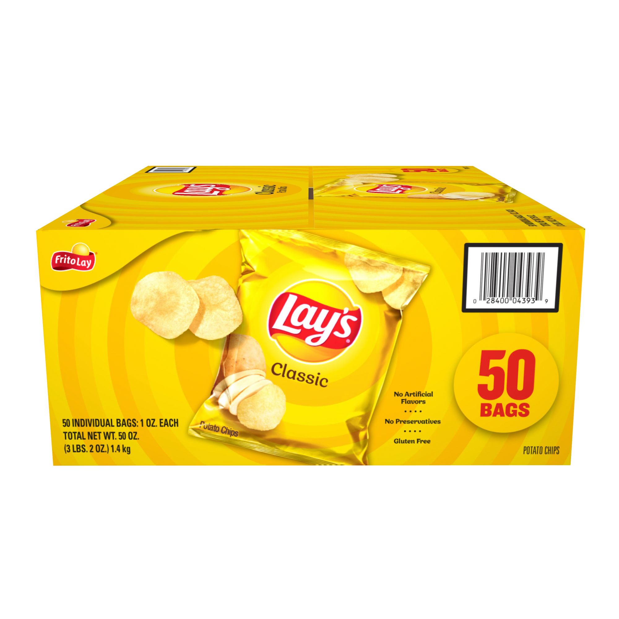 Frito-Lay Lays Original Potato Chips, 1 oz, 50 Count - Stock up