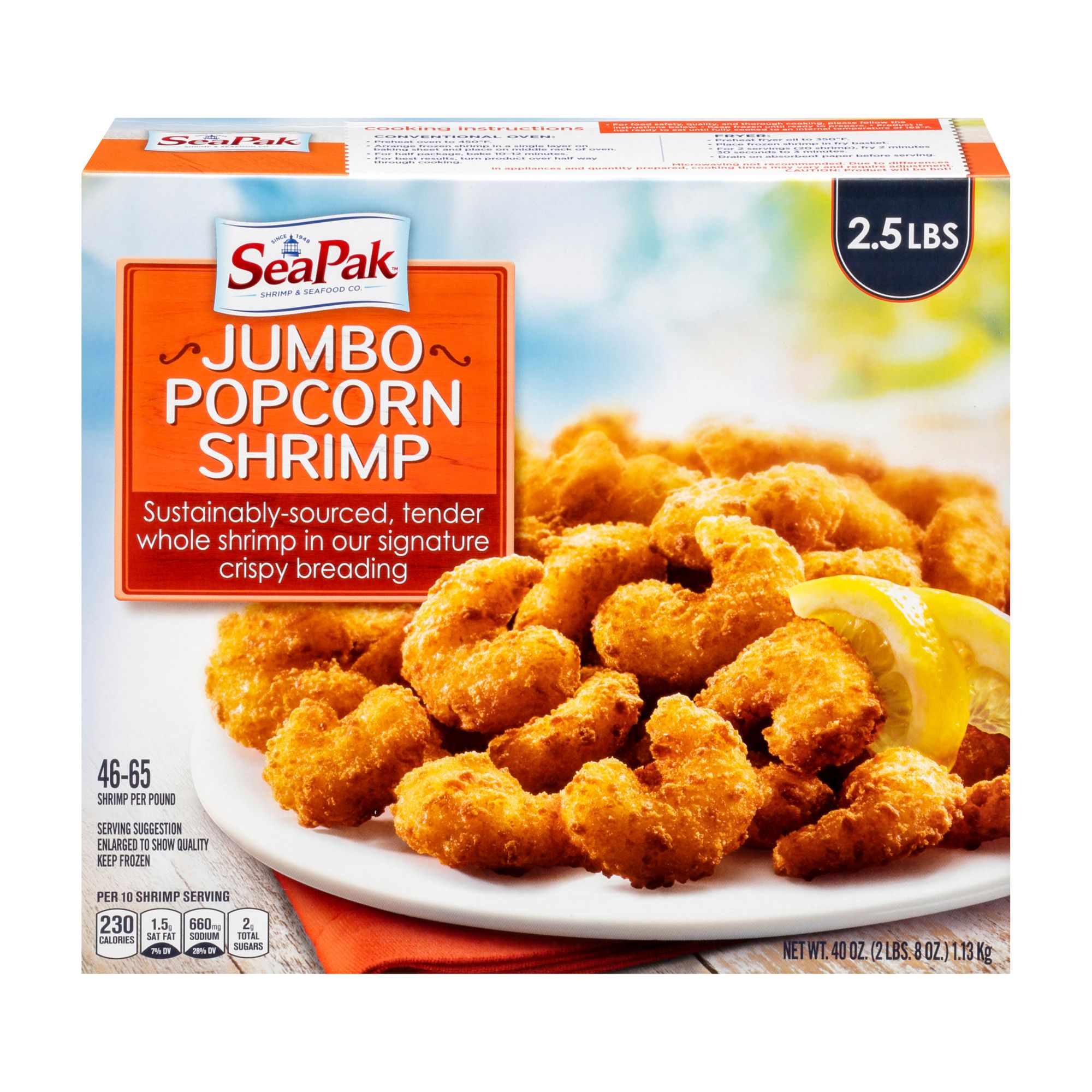 SeaPak Popcorn Shrimp, 2.5 lbs.