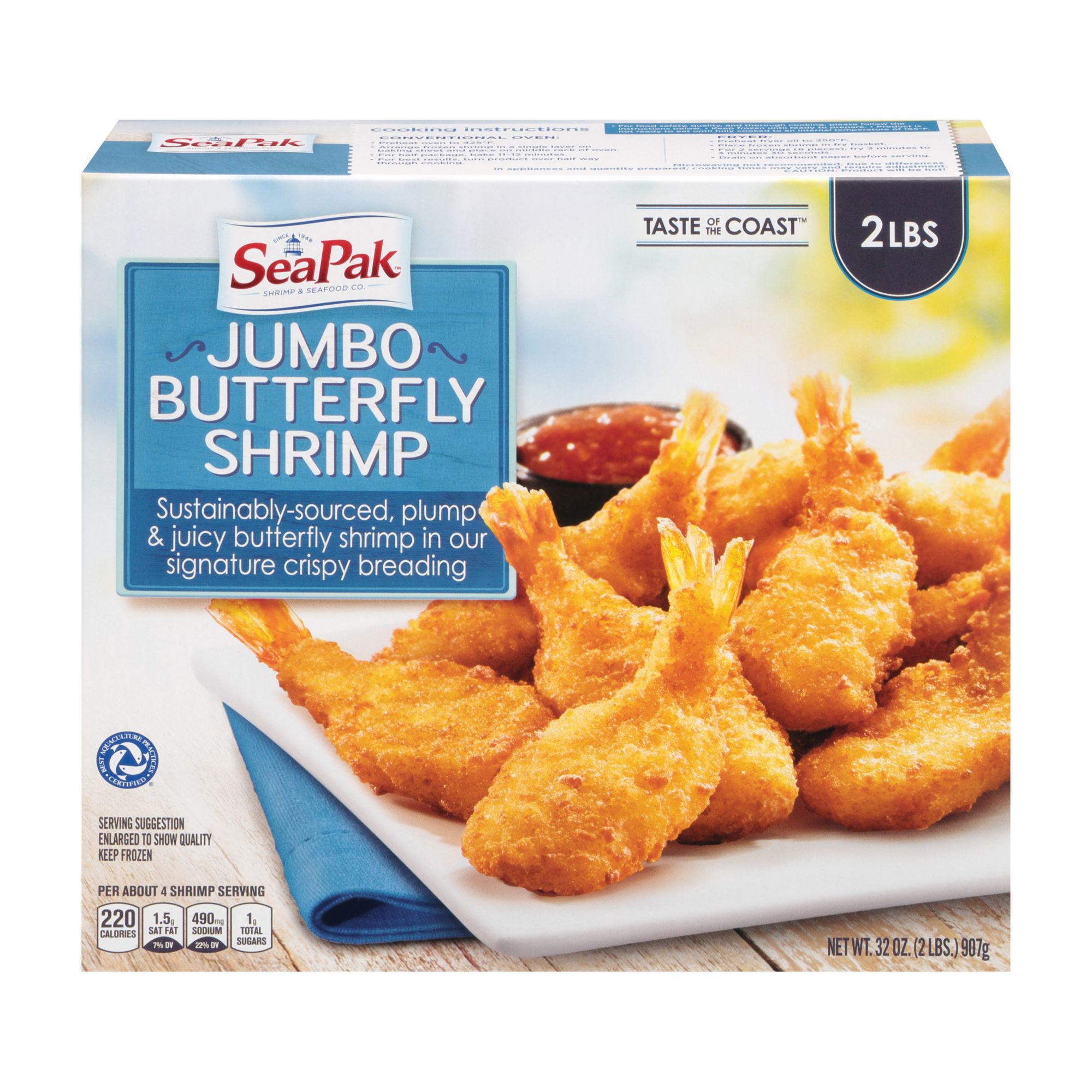 SeaPak Jumbo Butterfly Shrimp, 2 lbs. | BJ's Wholesale Club