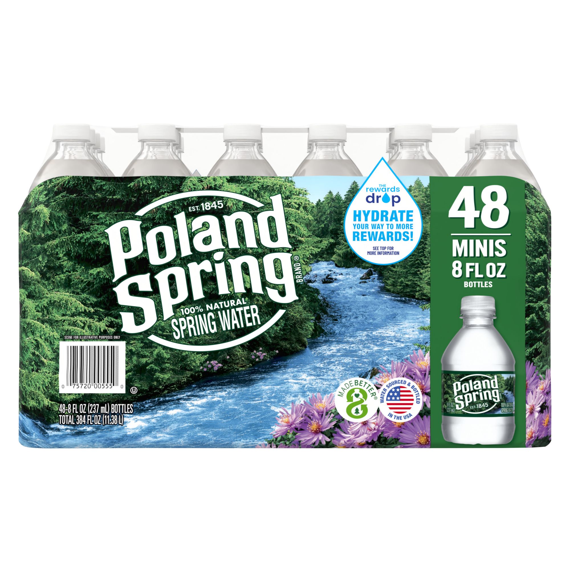 Poland Spring 100% Natural Spring Water, Deposit, 48 pk./8 oz.